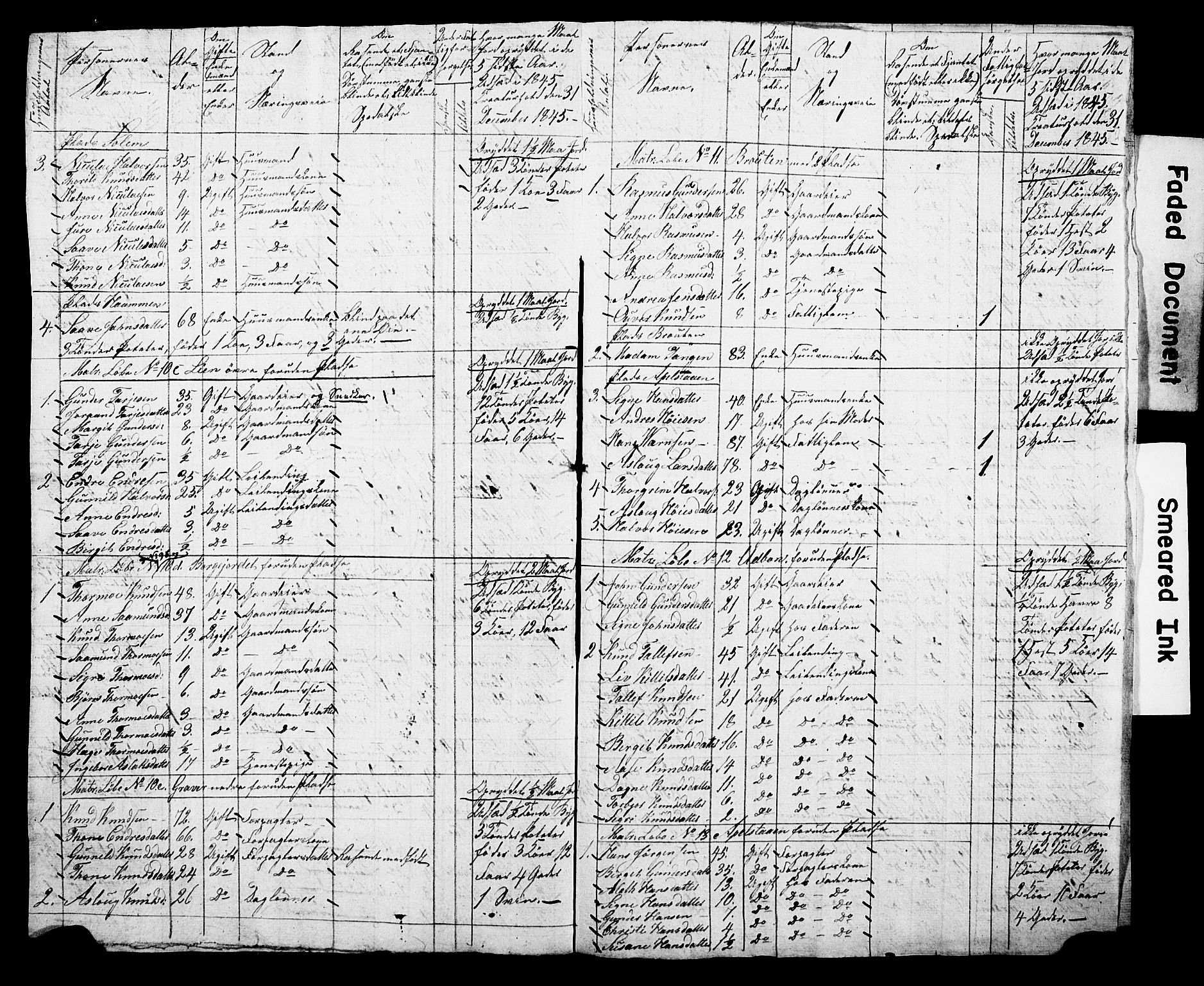 , Census 1845 for Kviteseid, 1845, p. 9