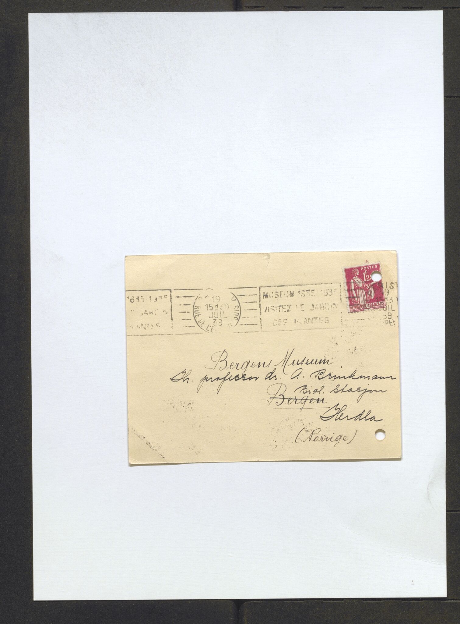 Bergens Museum, AV/SAB-A-17301/13/D/L0002: Korrespondanse , 1928-1940, p. 402