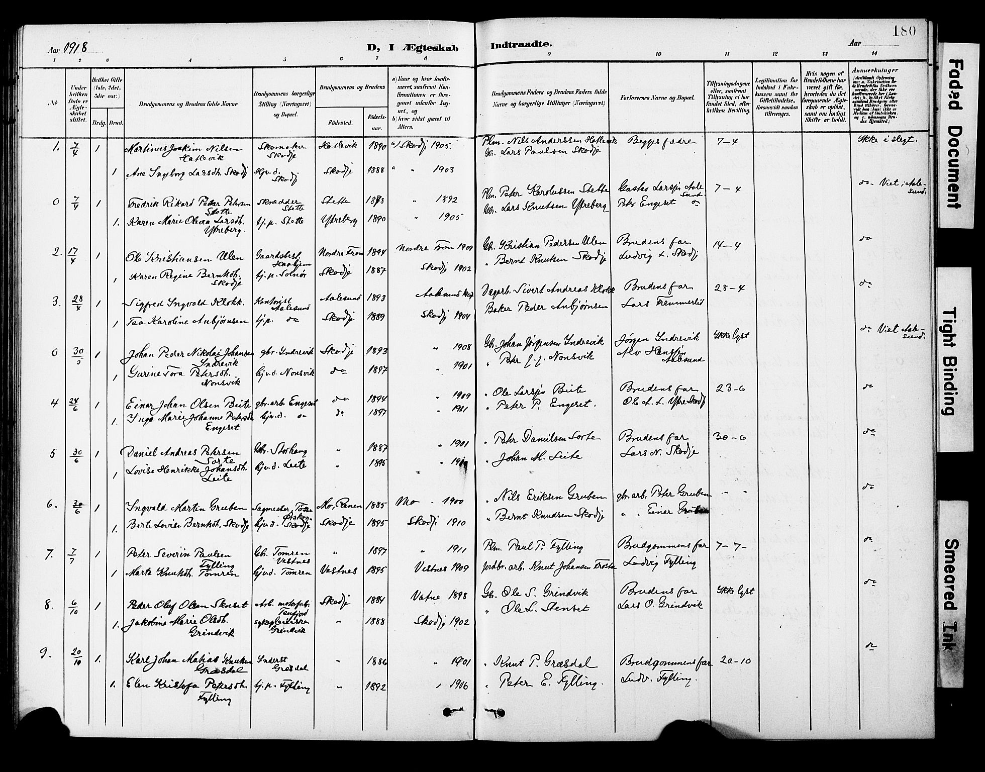 Ministerialprotokoller, klokkerbøker og fødselsregistre - Møre og Romsdal, AV/SAT-A-1454/524/L0366: Parish register (copy) no. 524C07, 1900-1931, p. 180