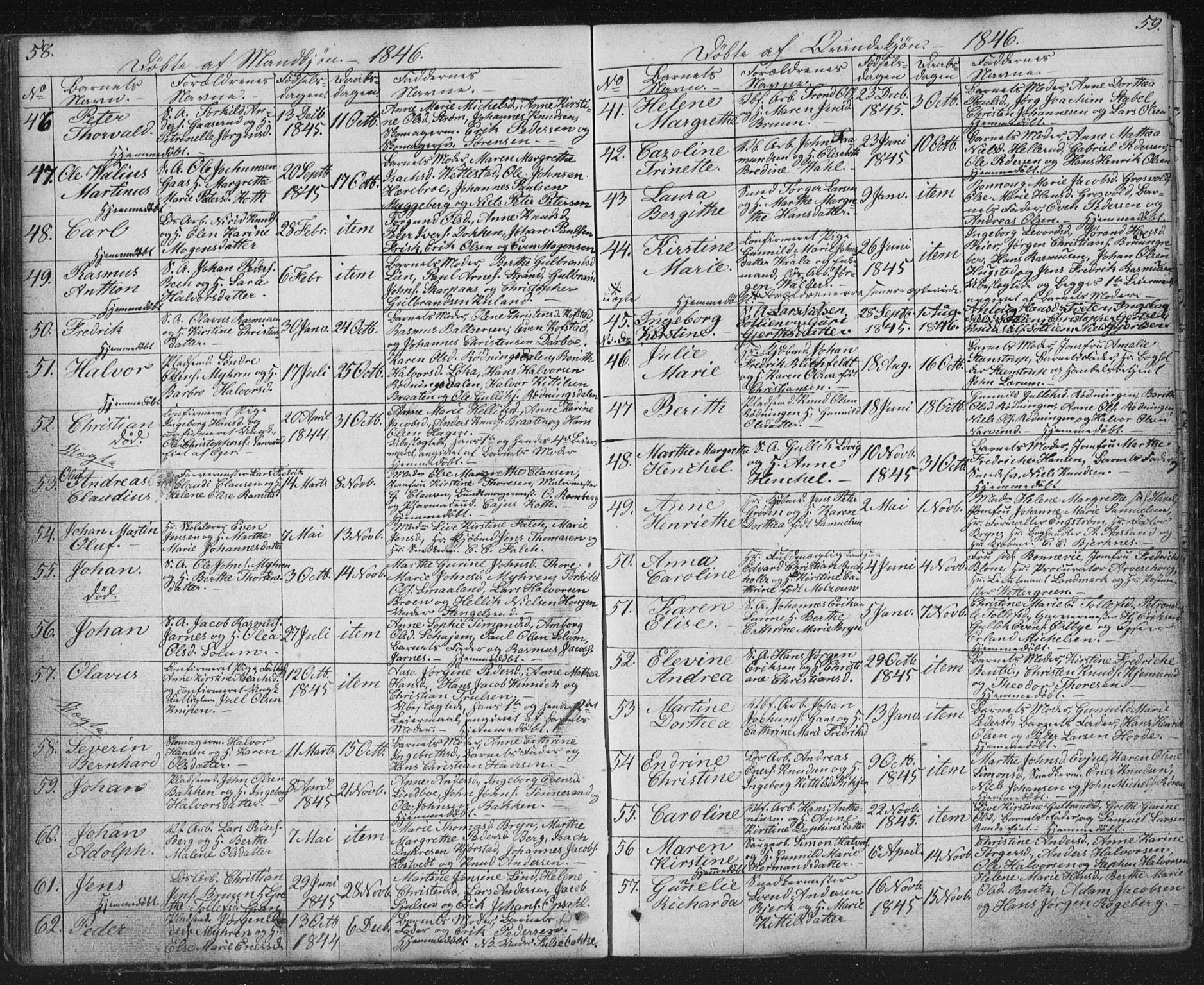 Kongsberg kirkebøker, SAKO/A-22/G/Ga/L0002: Parish register (copy) no. 2, 1839-1858, p. 58-59