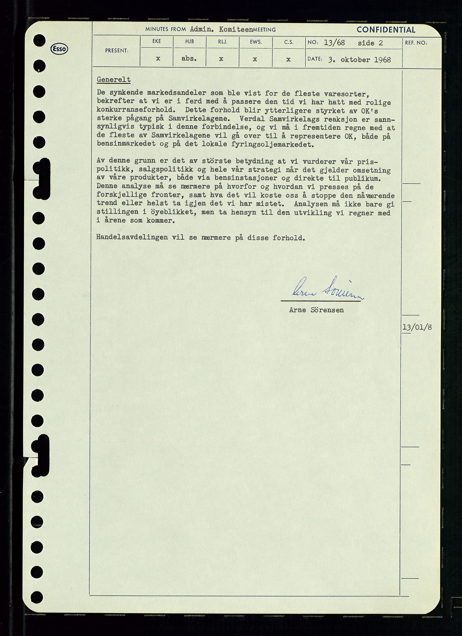 Pa 0982 - Esso Norge A/S, AV/SAST-A-100448/A/Aa/L0002/0004: Den administrerende direksjon Board minutes (styrereferater) / Den administrerende direksjon Board minutes (styrereferater), 1968, p. 90