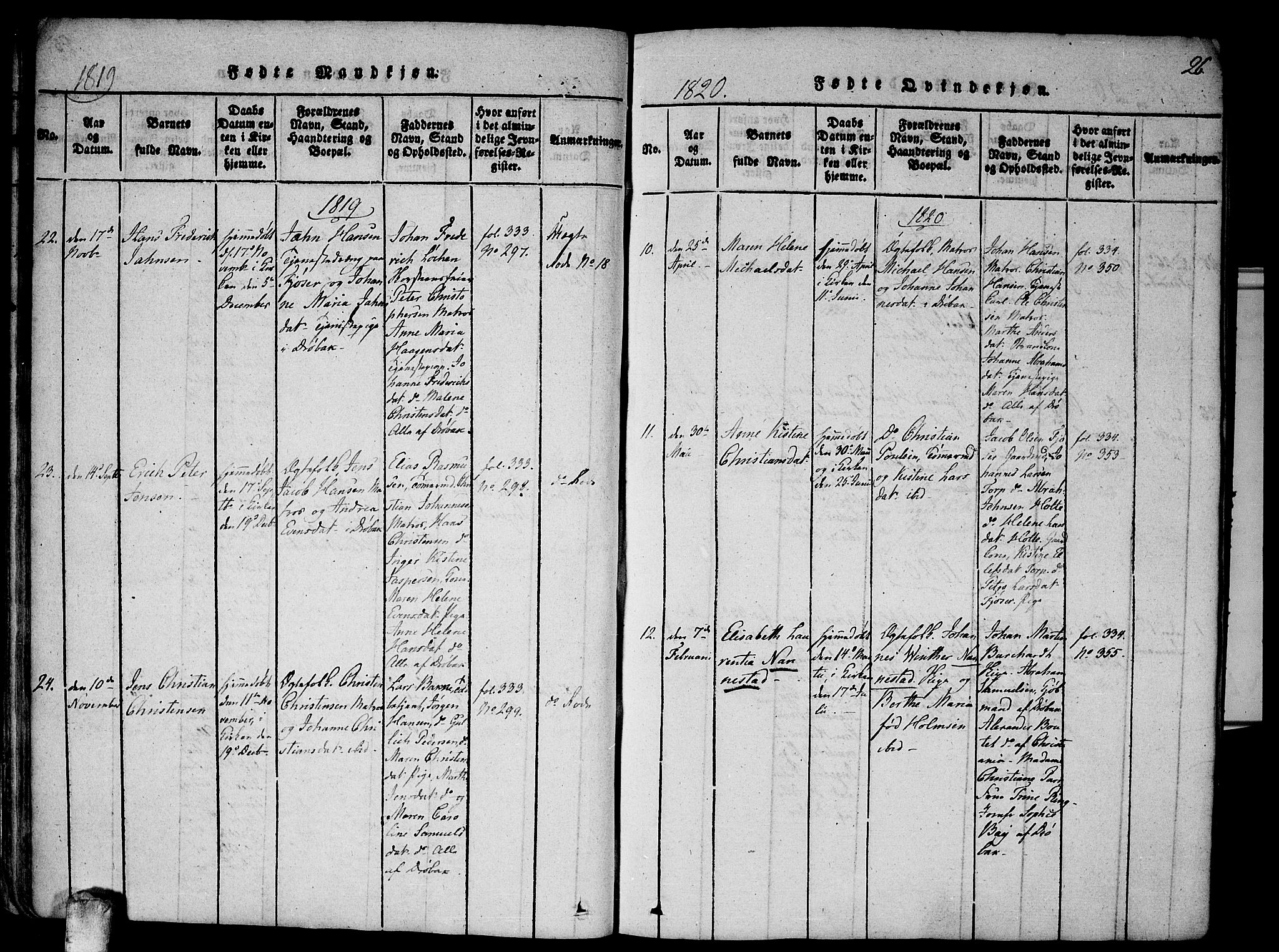 Drøbak prestekontor Kirkebøker, AV/SAO-A-10142a/F/Fa/L0001: Parish register (official) no. I 1, 1816-1842, p. 26