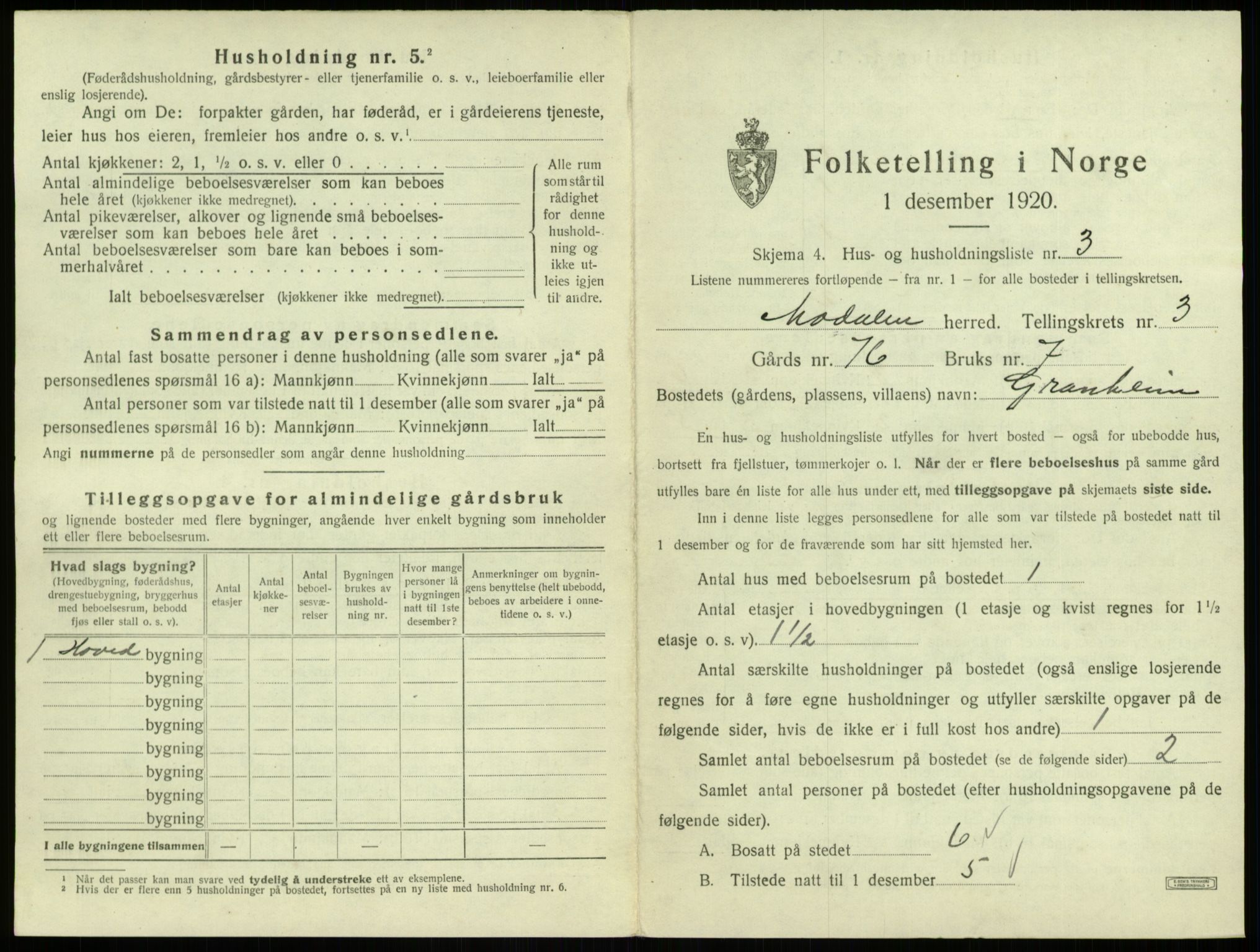 SAB, 1920 census for Modalen, 1920, p. 81