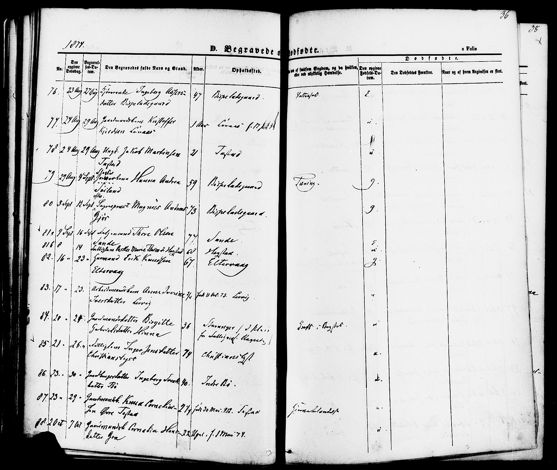 Hetland sokneprestkontor, AV/SAST-A-101826/30/30BA/L0006: Parish register (official) no. A 6, 1869-1884, p. 36