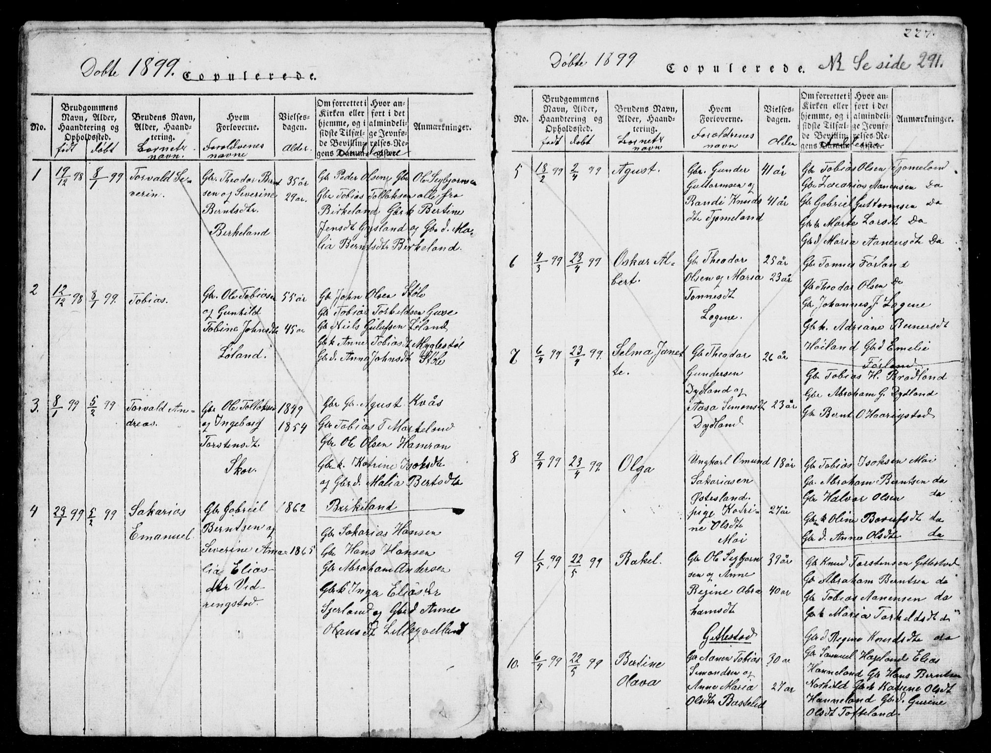 Lyngdal sokneprestkontor, AV/SAK-1111-0029/F/Fb/Fbb/L0001: Parish register (copy) no. B 1, 1816-1900, p. 227