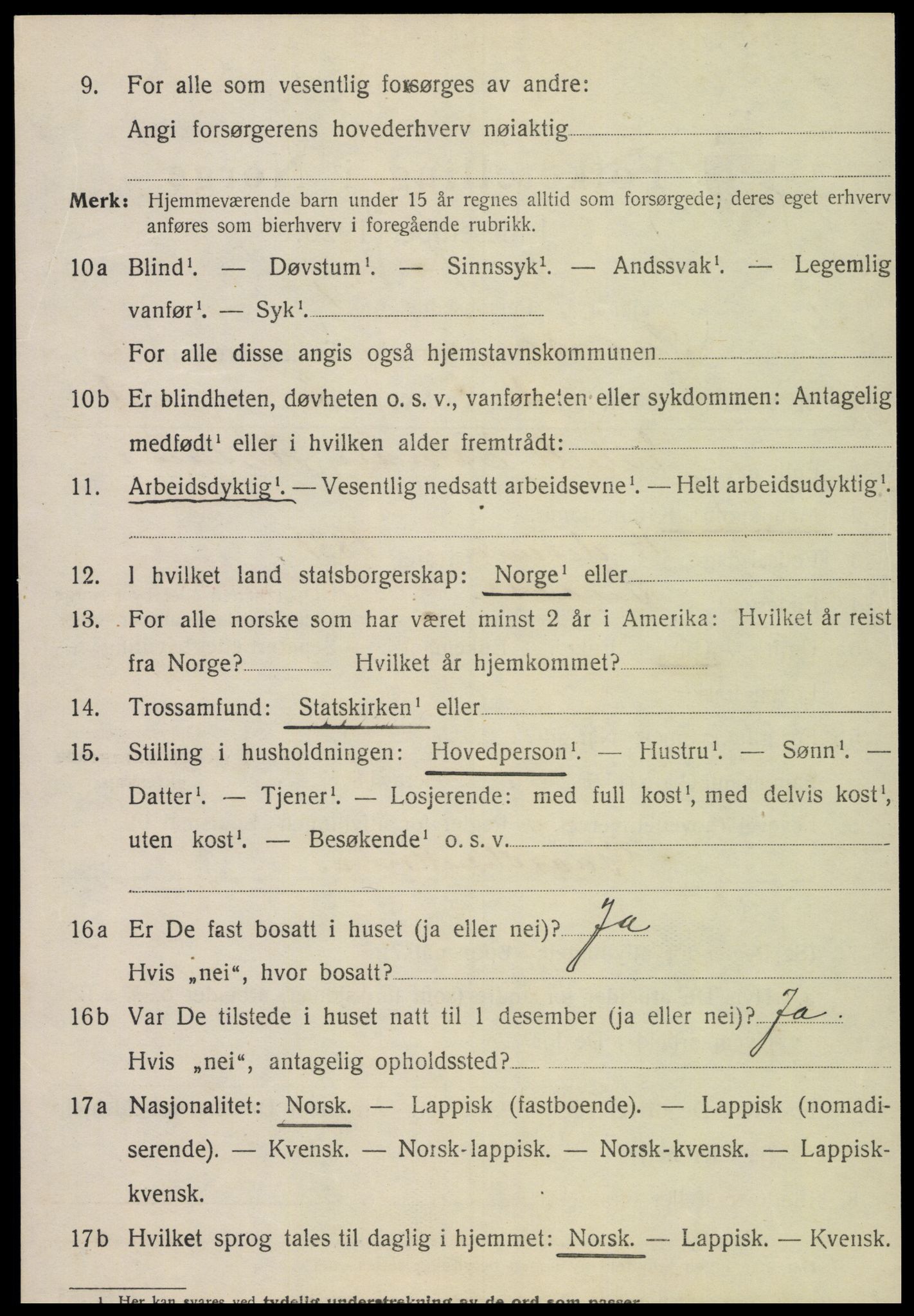 SAT, 1920 census for Snåsa, 1920, p. 1185