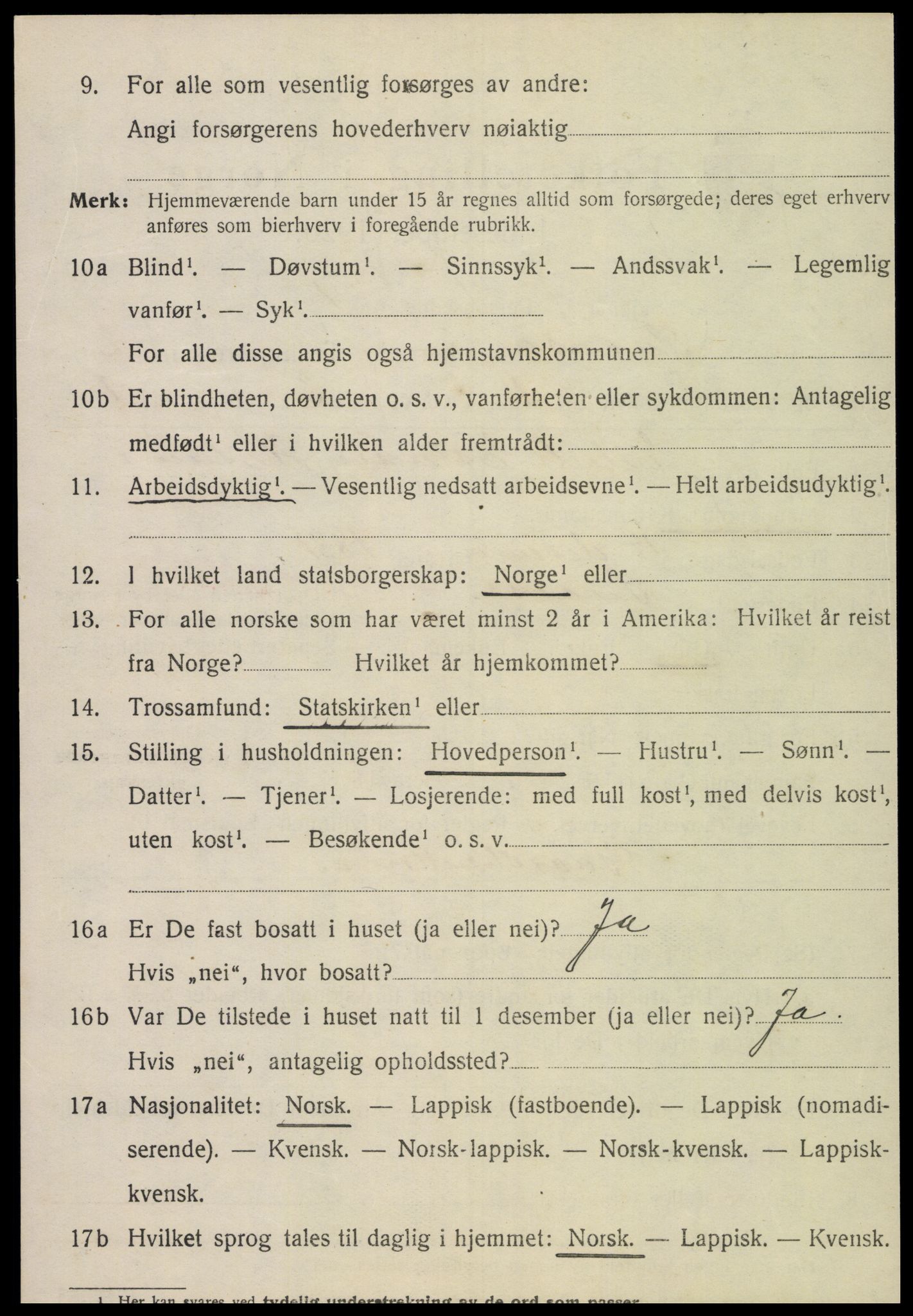 SAT, 1920 census for Snåsa, 1920, p. 1185