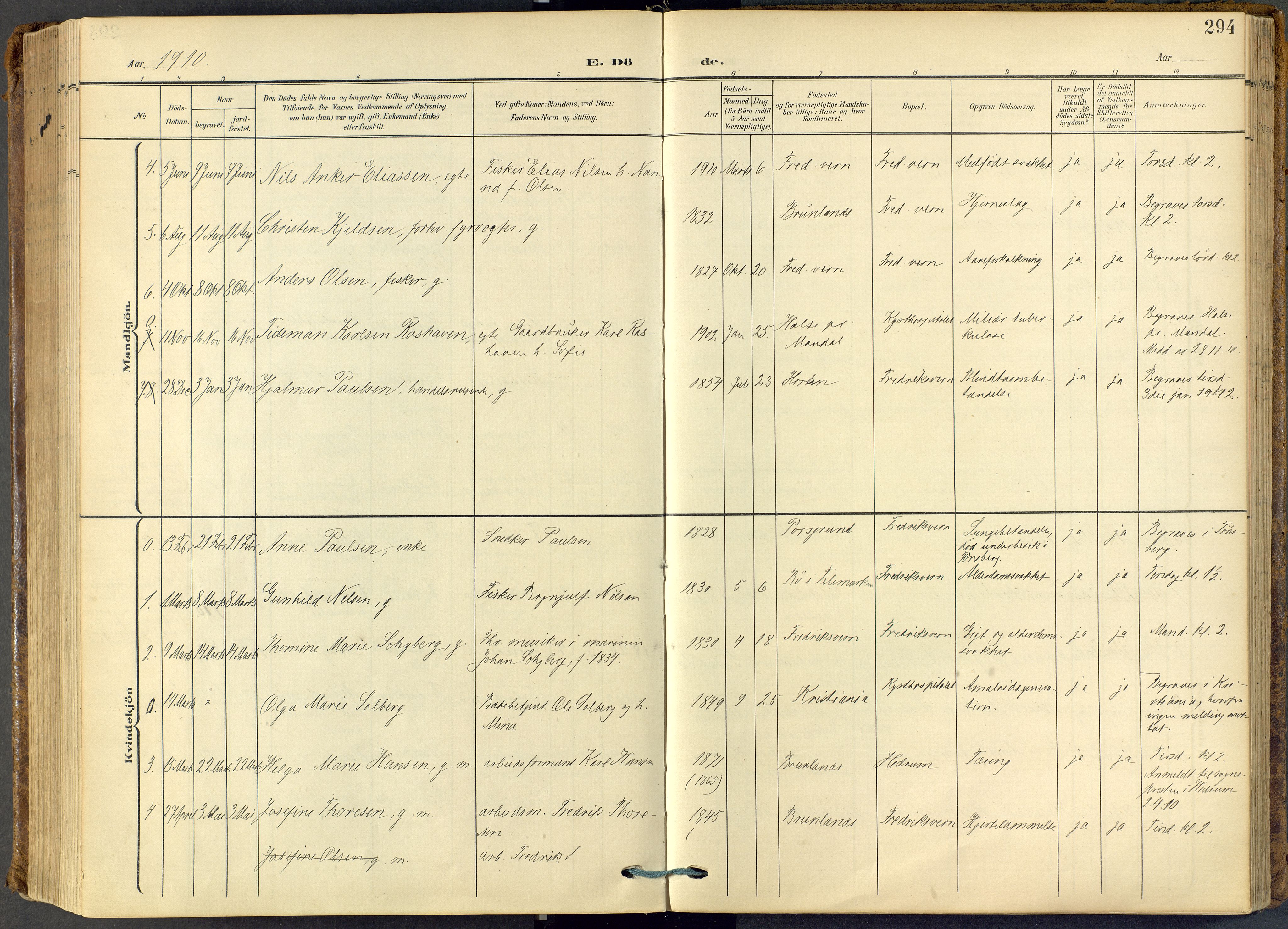 Stavern kirkebøker, SAKO/A-318/F/Fa/L0009: Parish register (official) no. 9, 1906-1955, p. 294