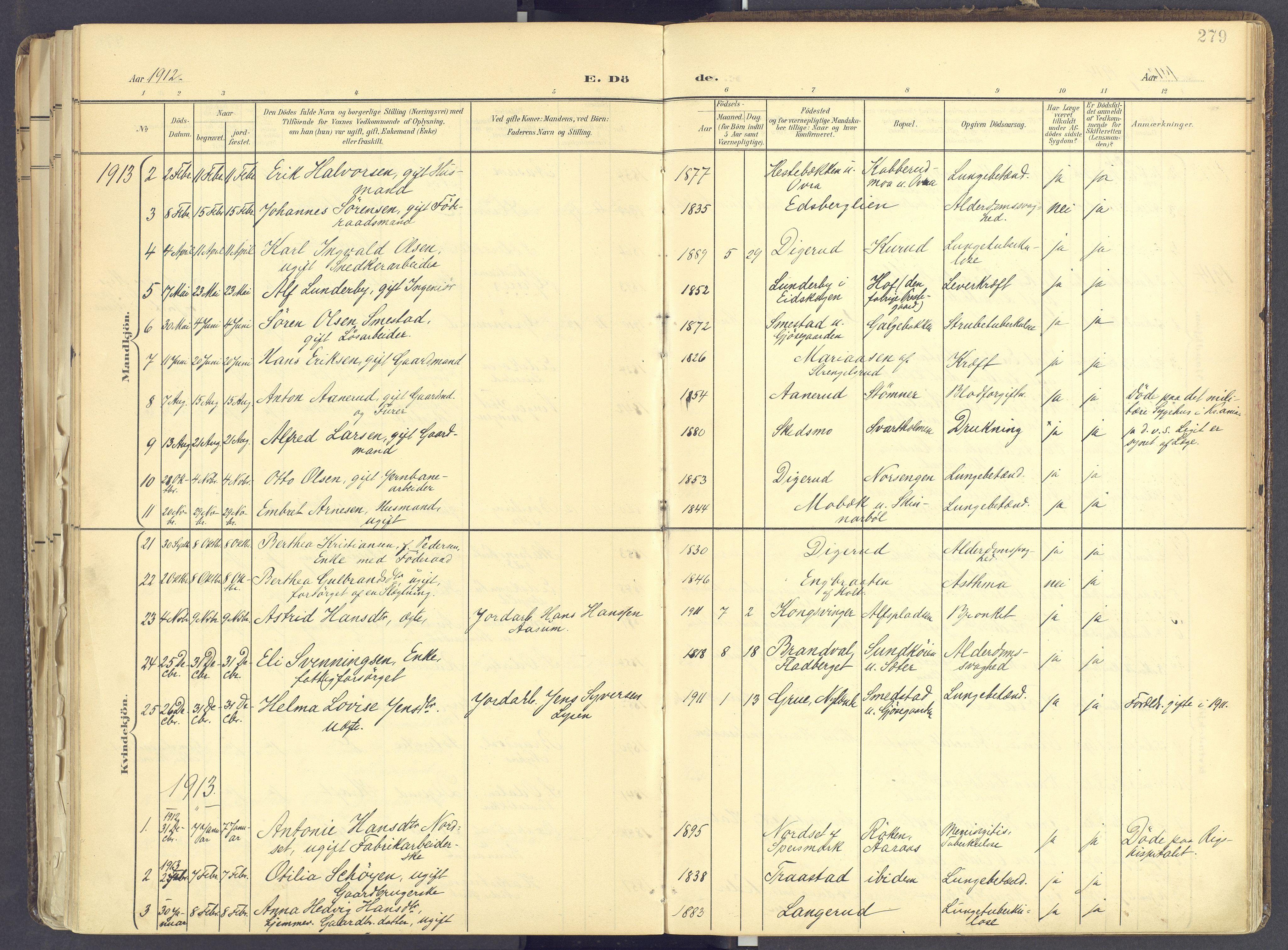 Vinger prestekontor, AV/SAH-PREST-024/H/Ha/Haa/L0017: Parish register (official) no. 17, 1901-1927, p. 279