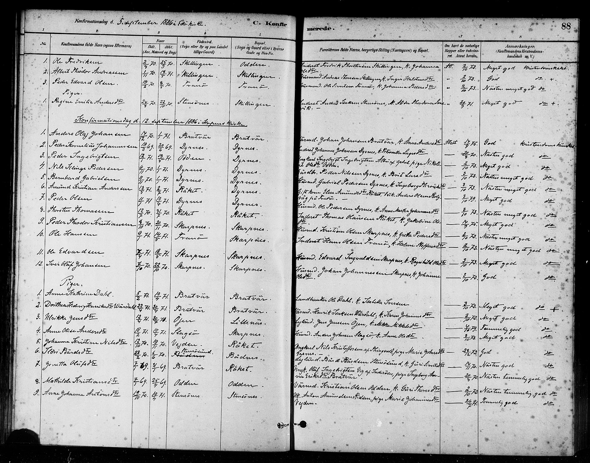 Ministerialprotokoller, klokkerbøker og fødselsregistre - Møre og Romsdal, AV/SAT-A-1454/582/L0947: Parish register (official) no. 582A01, 1880-1900, p. 88