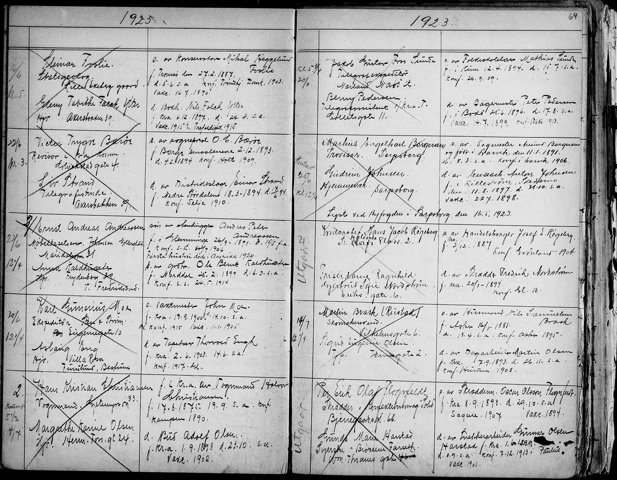 Gamle Aker prestekontor Kirkebøker, AV/SAO-A-10617a/H/L0005: Banns register no. 5, 1918-1930, p. 64