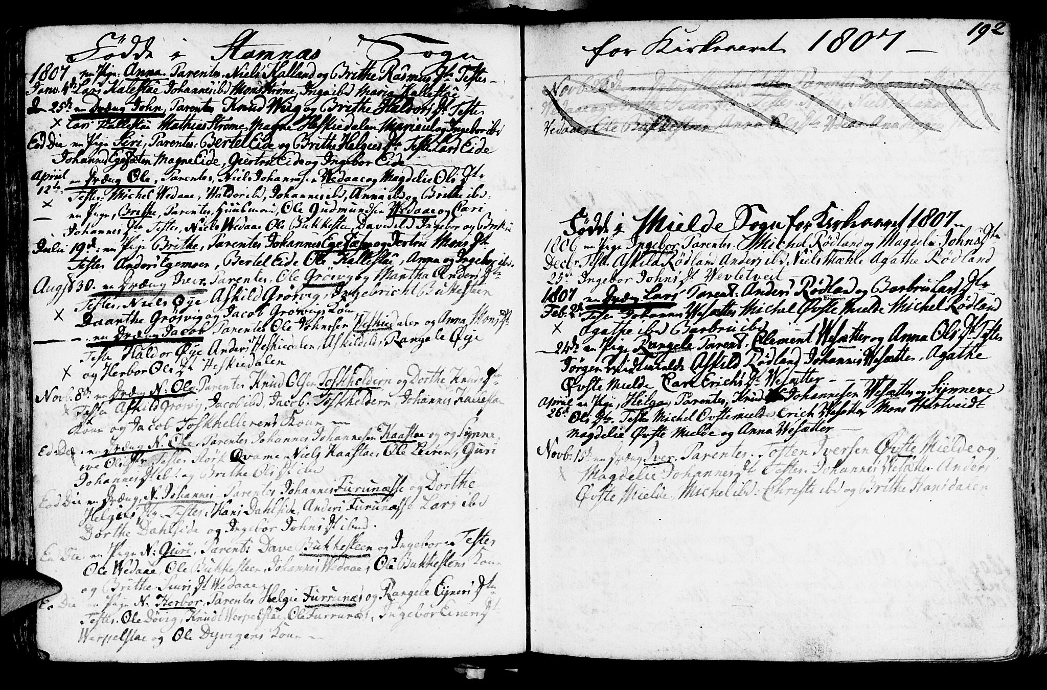 Haus sokneprestembete, AV/SAB-A-75601/H/Haa: Parish register (official) no. A 11, 1796-1816, p. 192