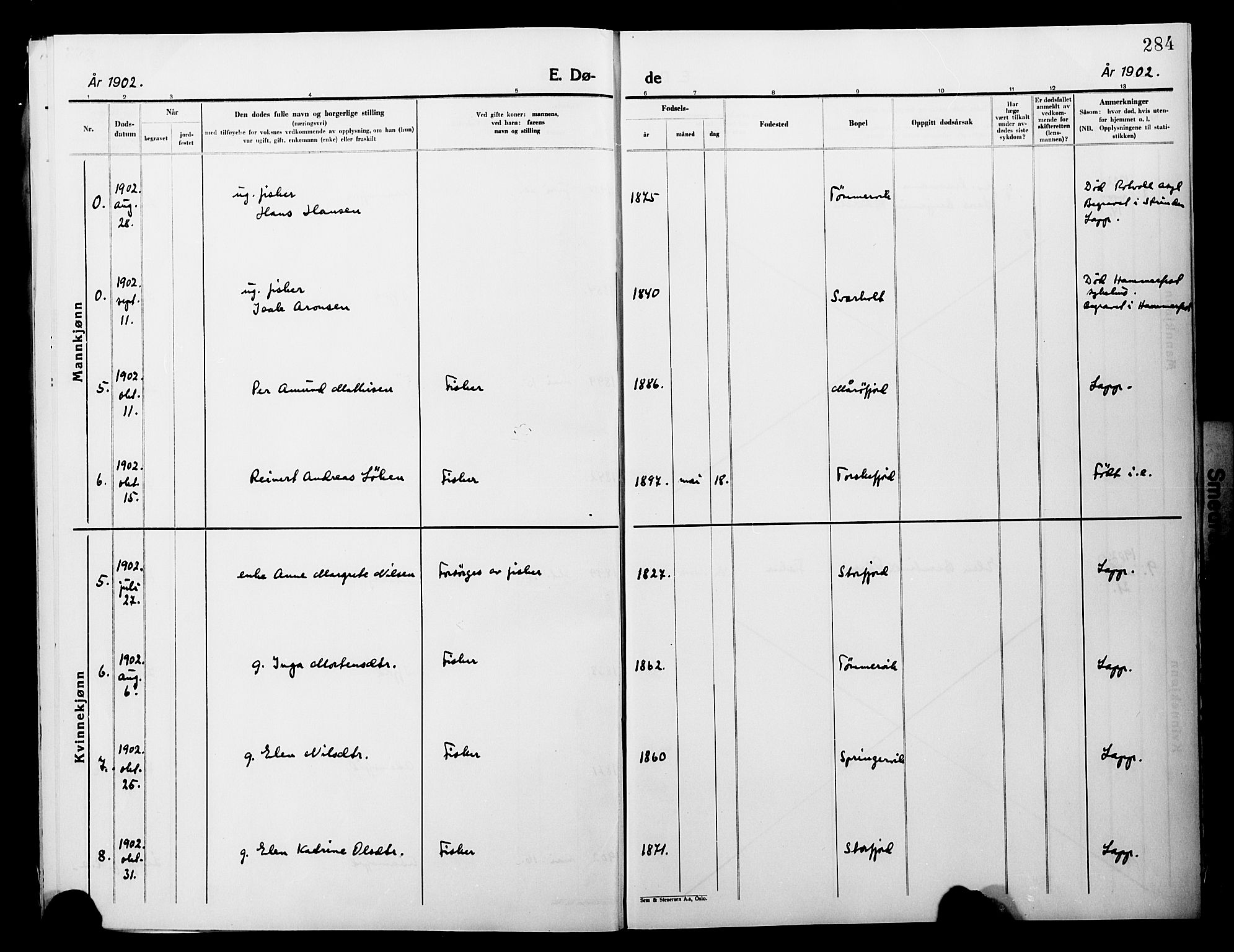 Lebesby sokneprestkontor, AV/SATØ-S-1353/H/Ha/L0004kirke: Parish register (official) no. 4, 1870-1902, p. 284