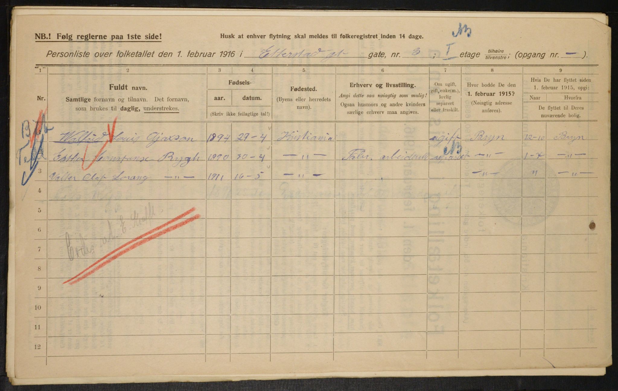 OBA, Municipal Census 1916 for Kristiania, 1916, p. 22723