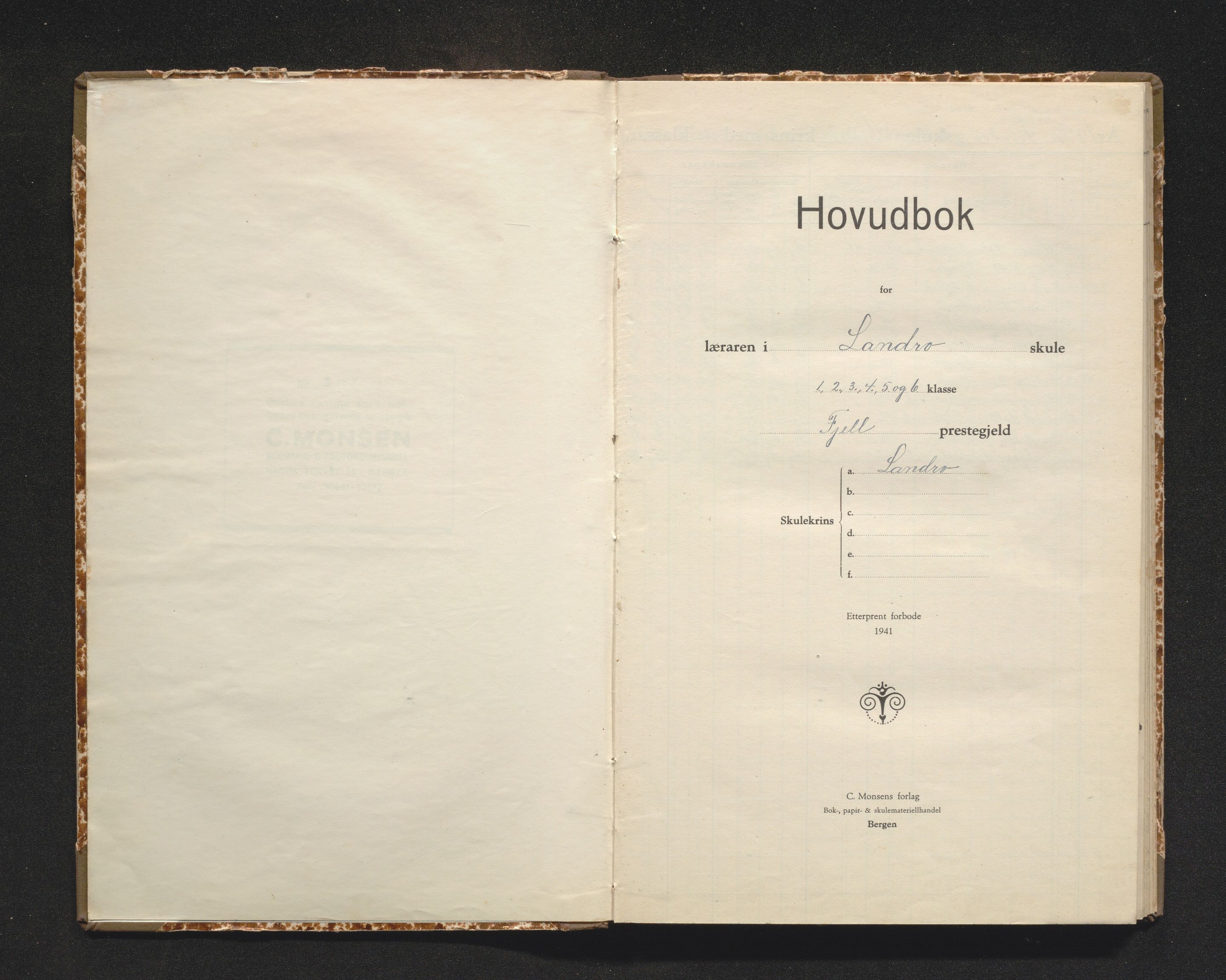 Fjell kommune. Barneskulane, IKAH/1246-231/F/Fk/L0005: Skuleprotokoll for Landro skule, 1947-1960