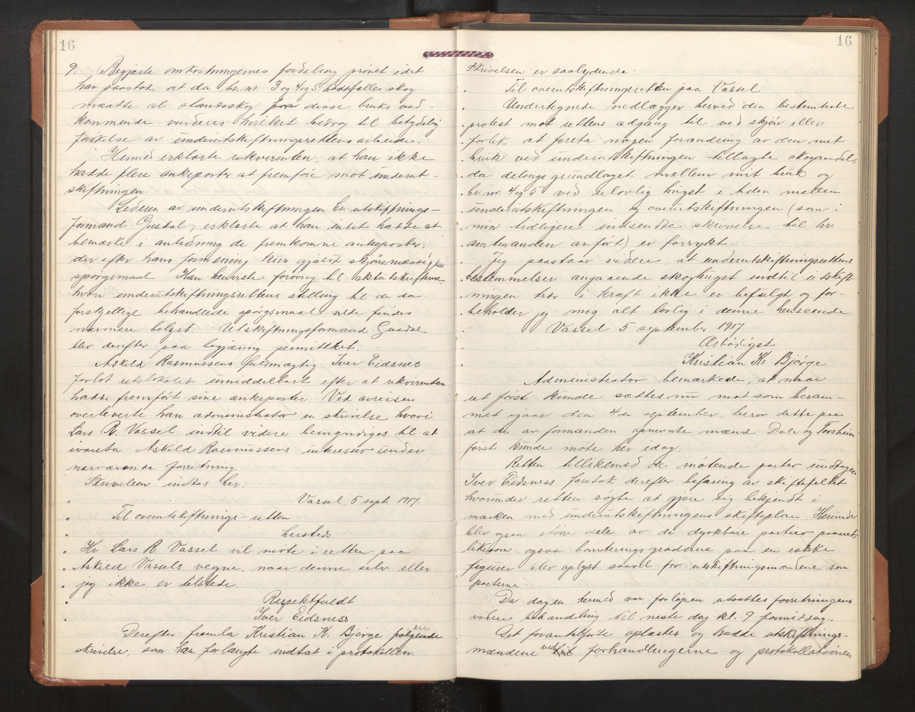 Hordaland jordskiftedøme - II Ytre Nordhordland jordskiftedistrikt, AV/SAB-A-6901/A/Aa/L0030: Forhandlingsprotokoll, 1917-1919, p. 16