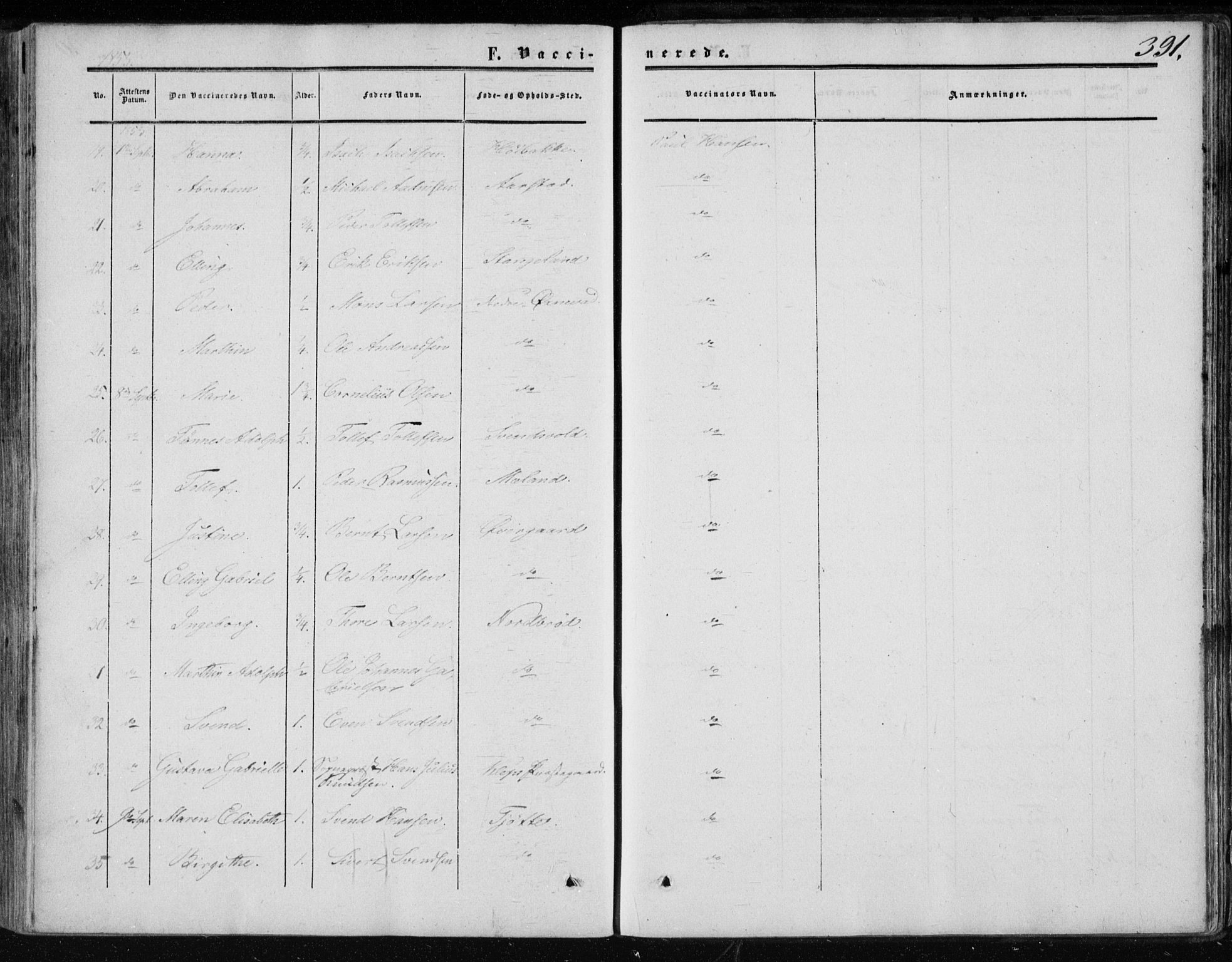 Klepp sokneprestkontor, SAST/A-101803/001/3/30BA/L0005: Parish register (official) no. A 5, 1853-1870, p. 391
