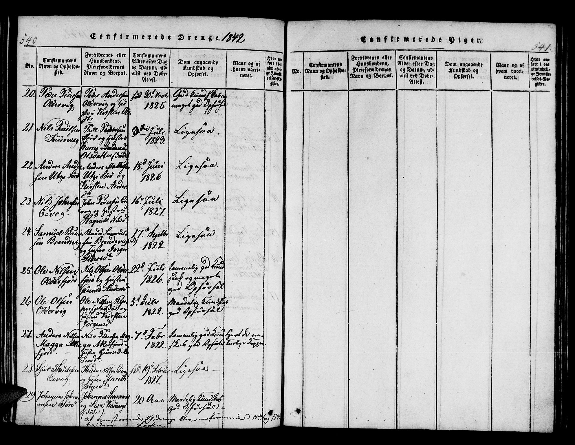 Hammerfest sokneprestkontor, AV/SATØ-S-1347/H/Ha/L0003.kirke: Parish register (official) no. 3, 1821-1842, p. 540-541