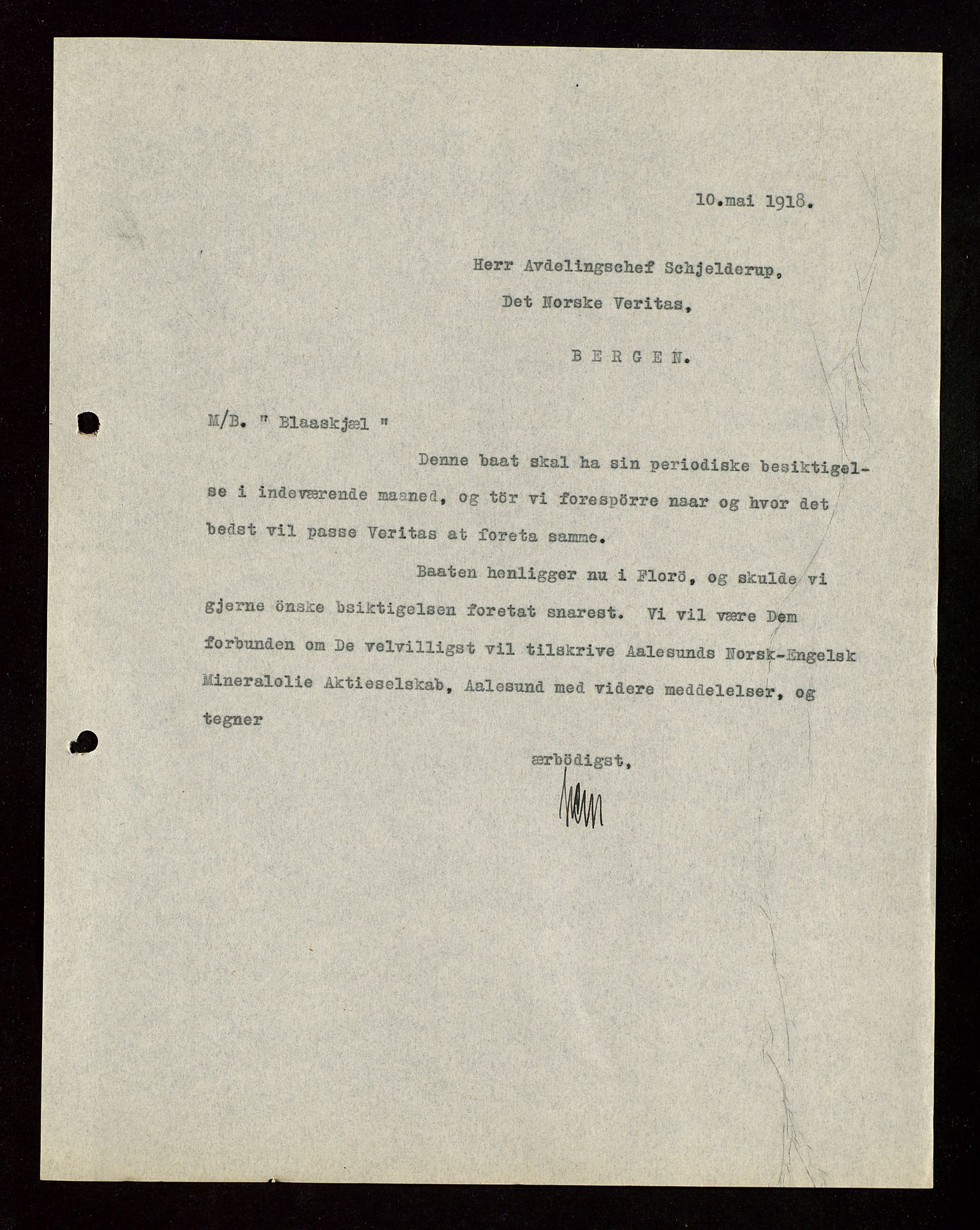 Pa 1521 - A/S Norske Shell, AV/SAST-A-101915/E/Ea/Eaa/L0003: Sjefskorrespondanse, 1918, p. 176