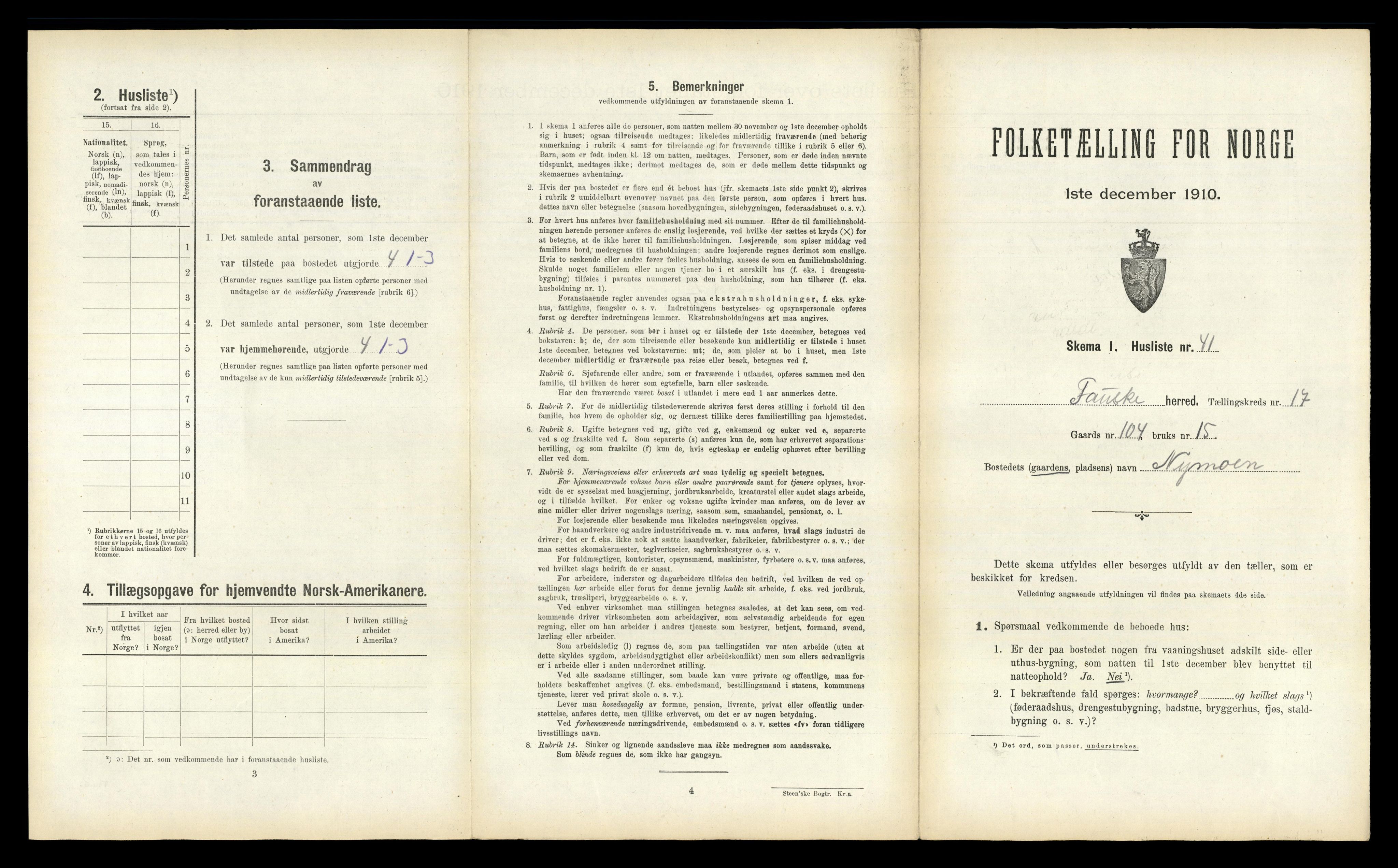 RA, 1910 census for Fauske, 1910, p. 1124