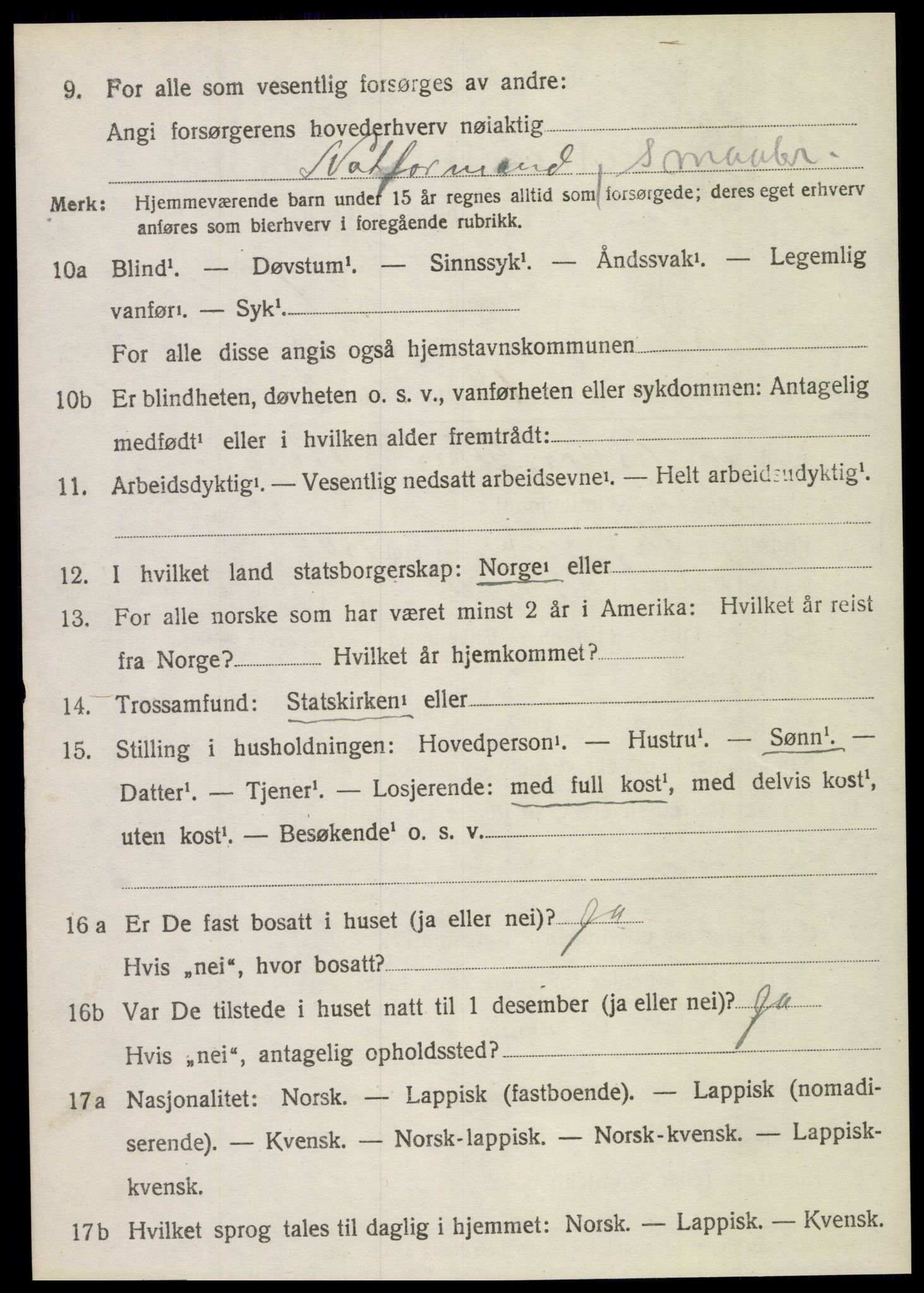 SAT, 1920 census for Vevelstad, 1920, p. 2617