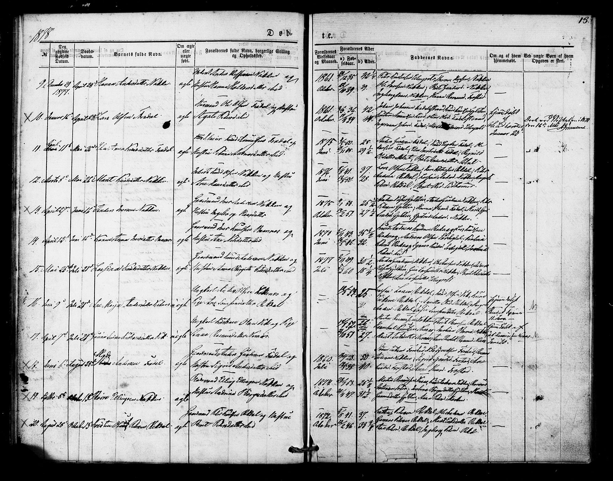 Ministerialprotokoller, klokkerbøker og fødselsregistre - Møre og Romsdal, AV/SAT-A-1454/540/L0540: Parish register (official) no. 540A01, 1872-1883, p. 13