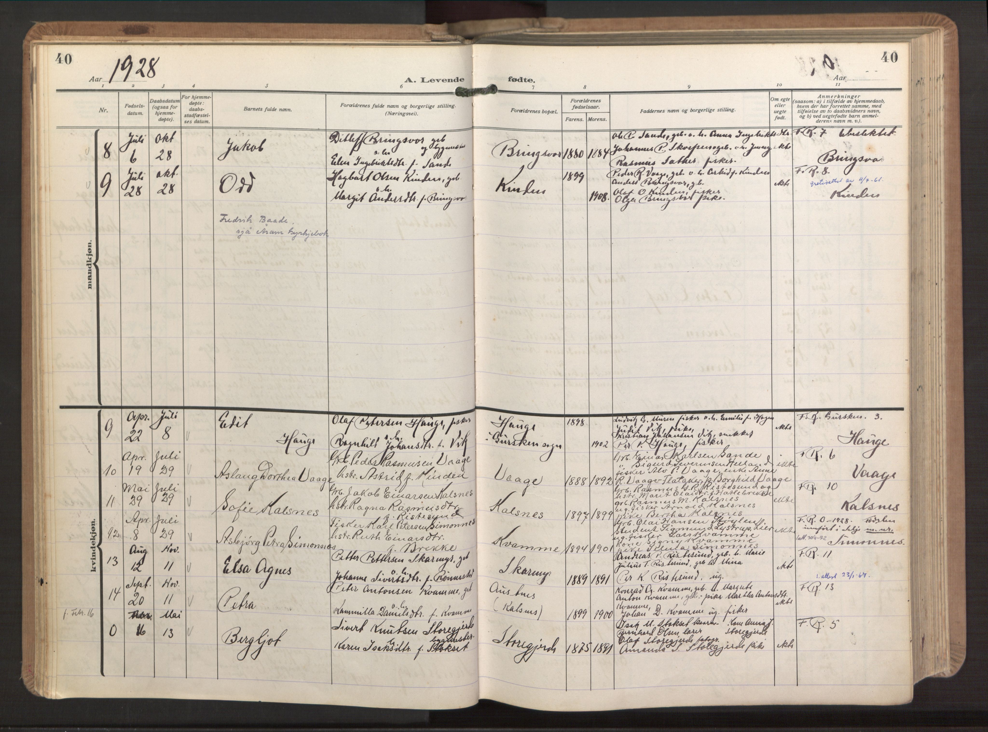 Ministerialprotokoller, klokkerbøker og fødselsregistre - Møre og Romsdal, AV/SAT-A-1454/503/L0044: Parish register (official) no. 503A12, 1918-1931, p. 40