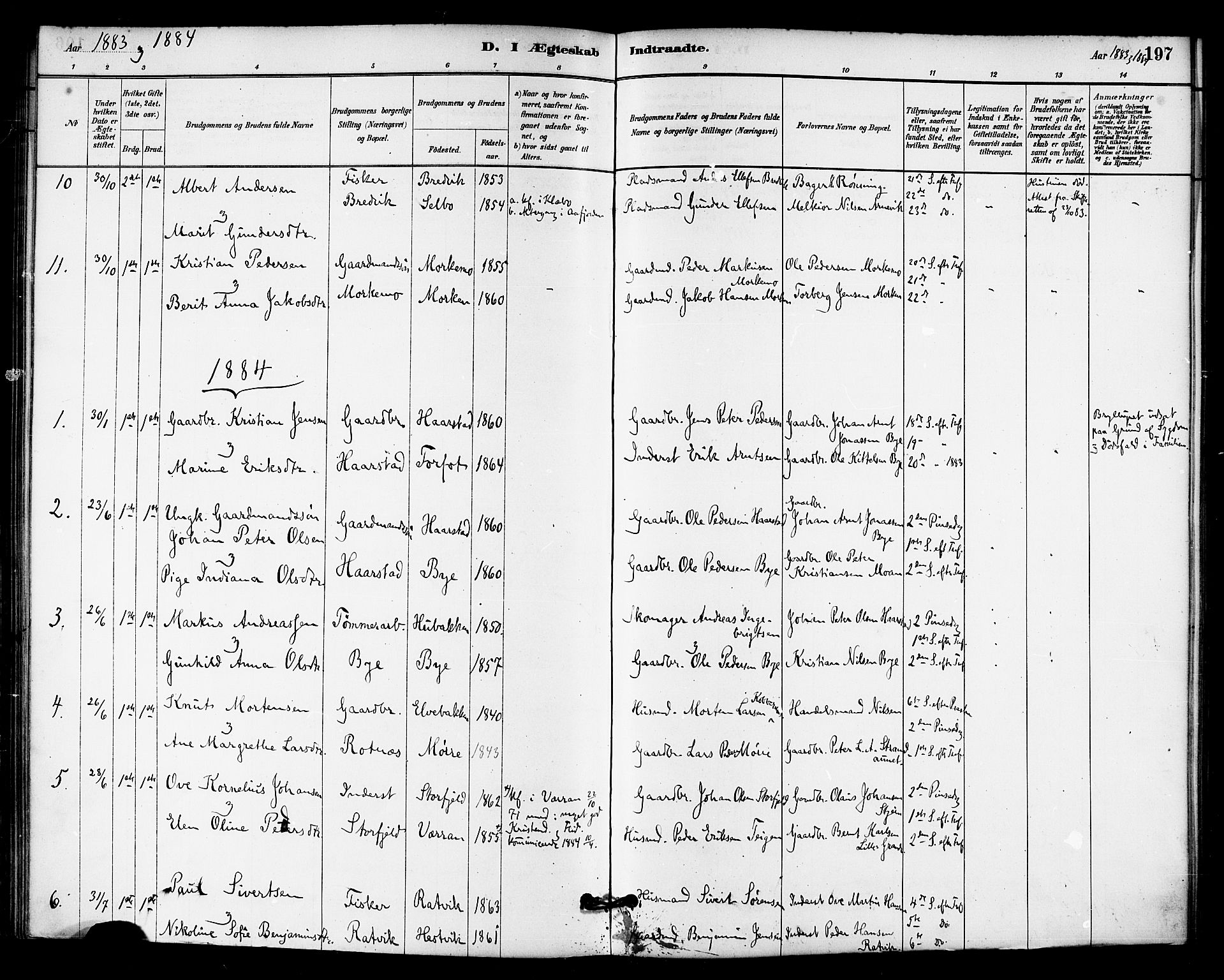 Ministerialprotokoller, klokkerbøker og fødselsregistre - Sør-Trøndelag, SAT/A-1456/655/L0680: Parish register (official) no. 655A09, 1880-1894, p. 197