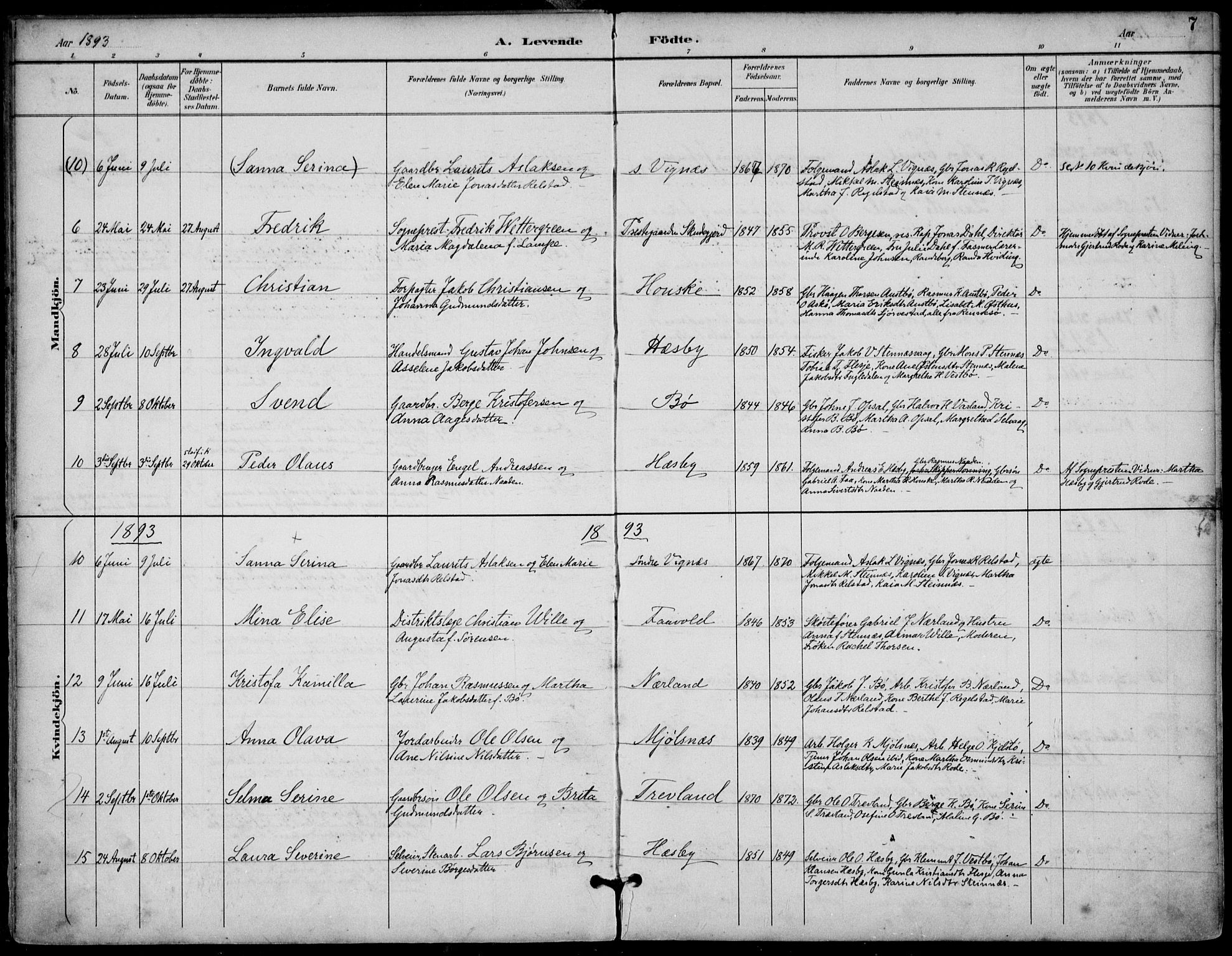 Finnøy sokneprestkontor, AV/SAST-A-101825/H/Ha/Haa/L0011: Parish register (official) no. A 11, 1891-1910, p. 7