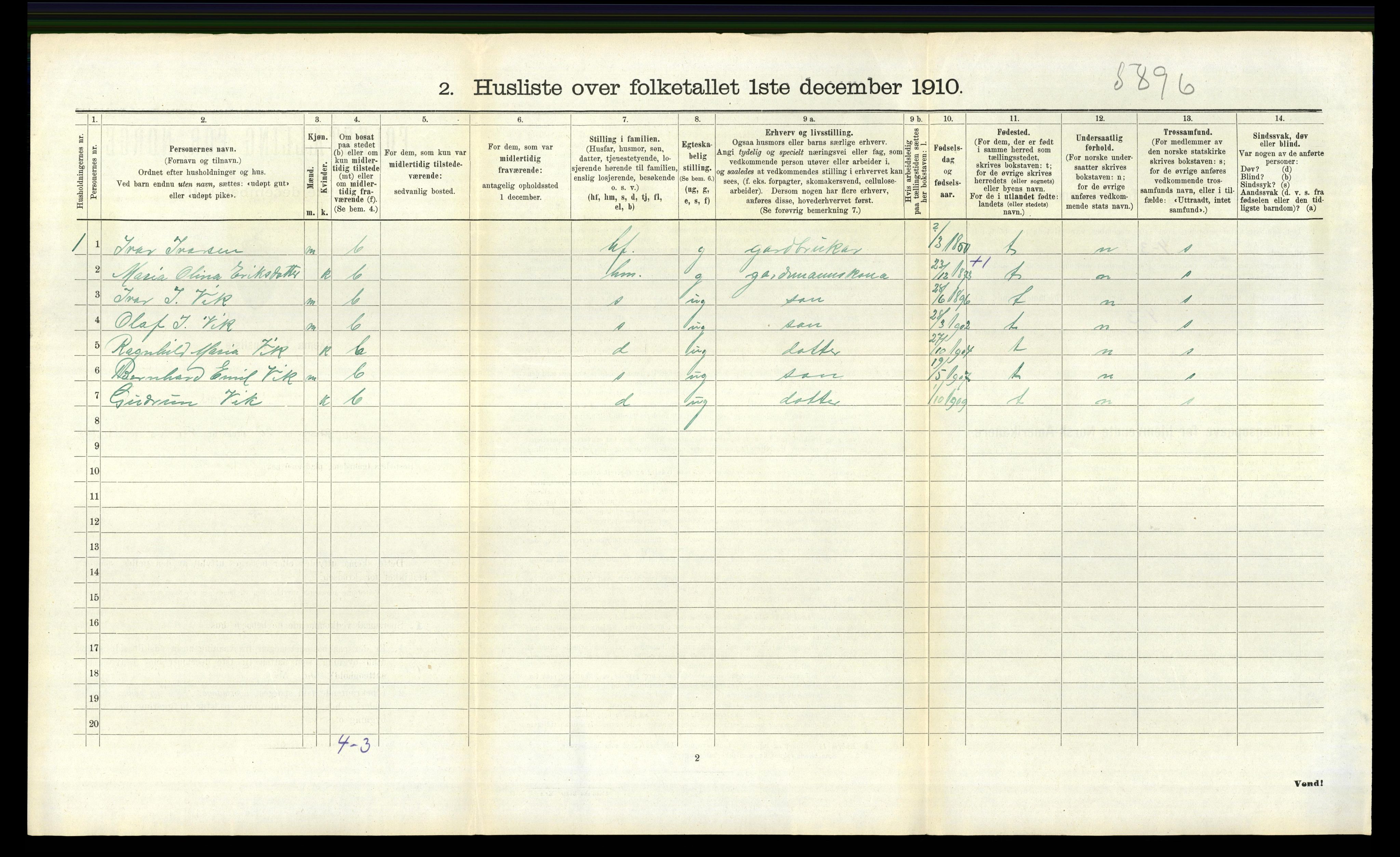 RA, 1910 census for Lindås, 1910, p. 907