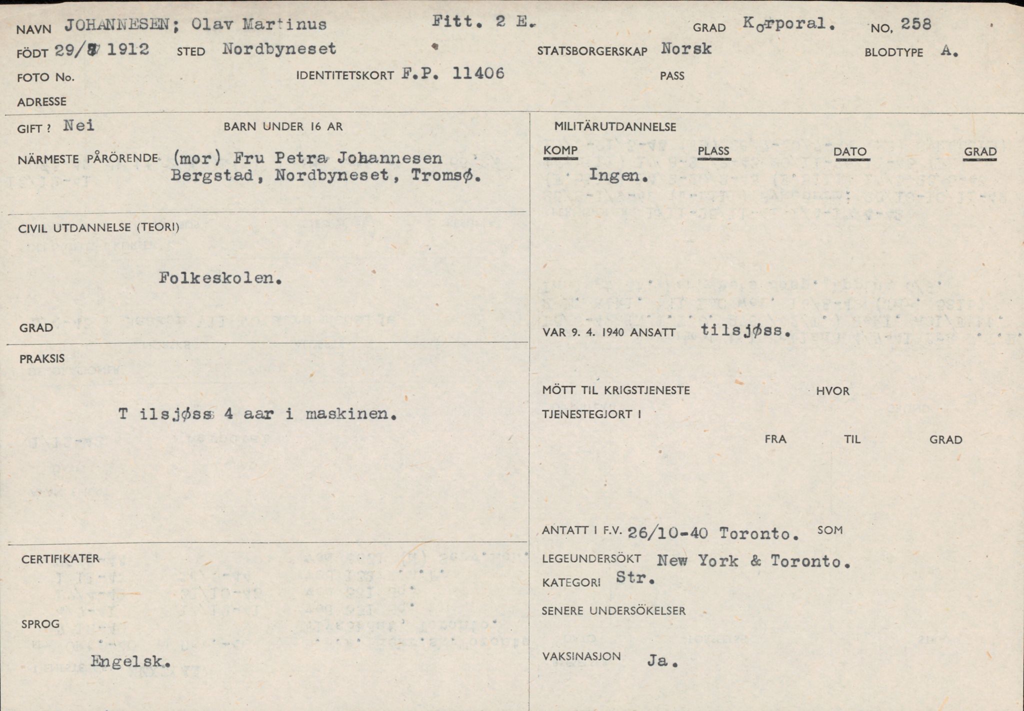 Forsvaret, Forsvarets overkommando/Luftforsvarsstaben, RA/RAFA-4079/P/Pa/L0029: Personellpapirer, 1912, p. 148