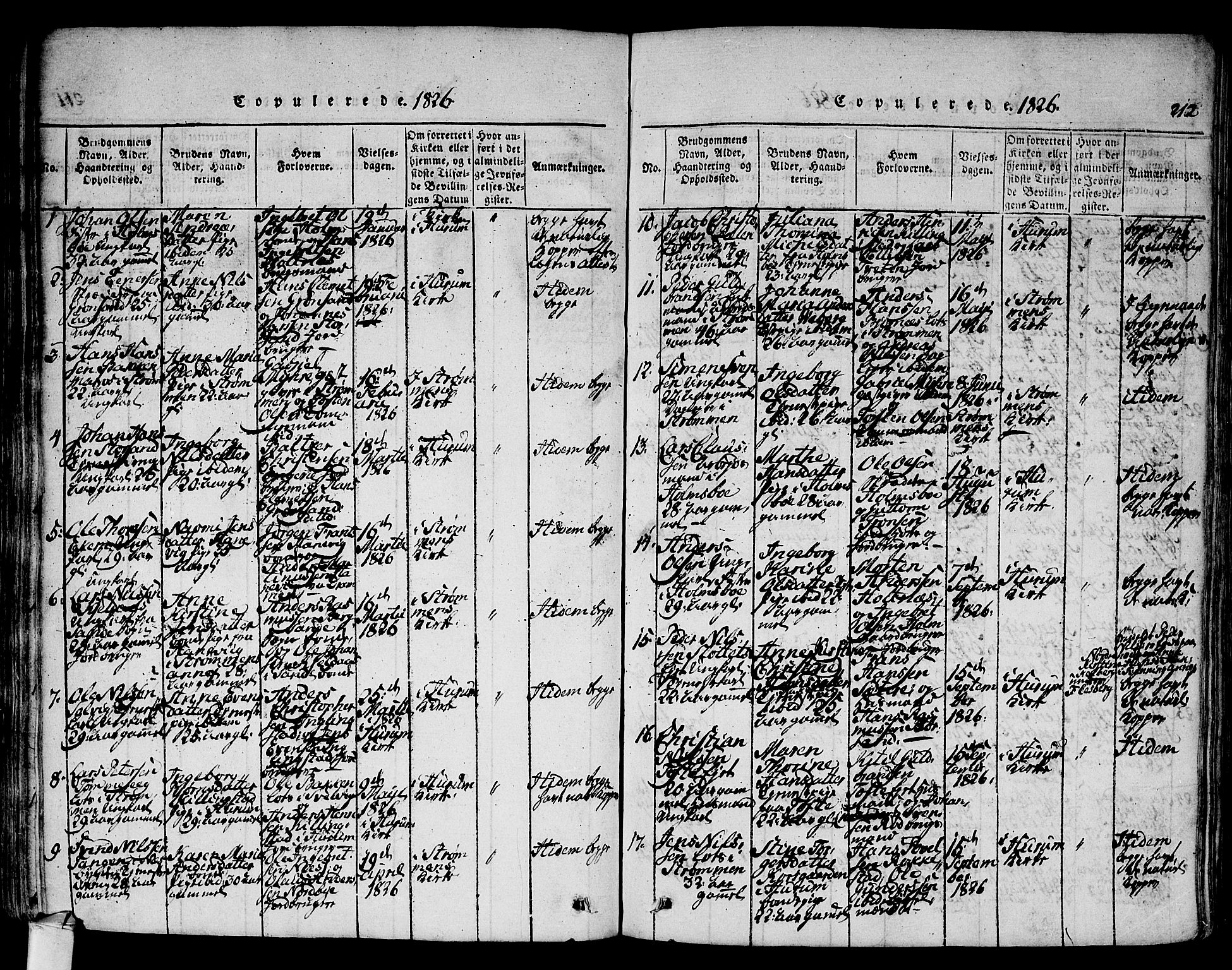 Hurum kirkebøker, AV/SAKO-A-229/F/Fa/L0009: Parish register (official) no. 9, 1816-1826, p. 212