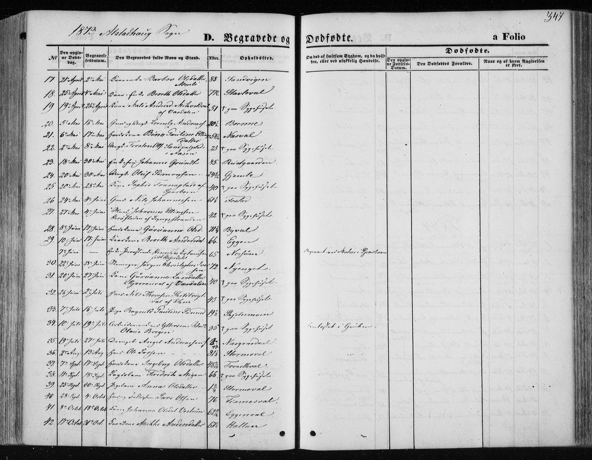 Ministerialprotokoller, klokkerbøker og fødselsregistre - Nord-Trøndelag, SAT/A-1458/717/L0157: Parish register (official) no. 717A08 /1, 1863-1877, p. 347