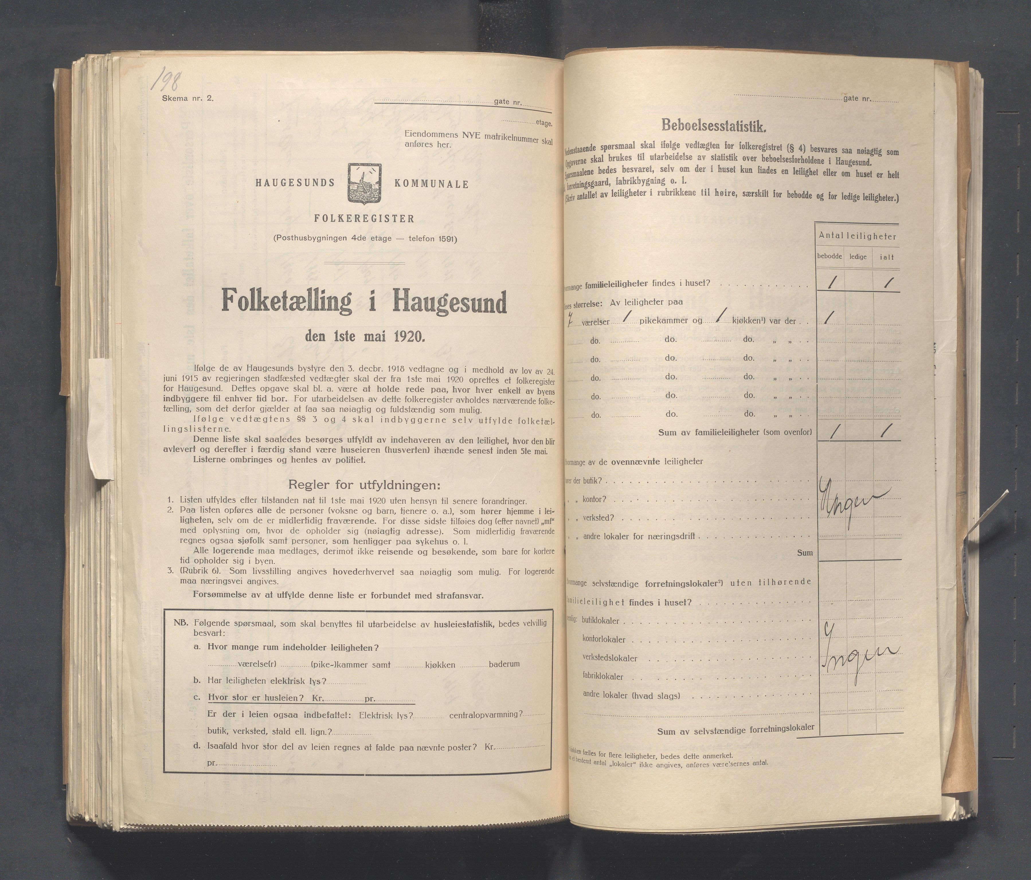 IKAR, Local census 1.5.1920 for Haugesund, 1920, p. 1394