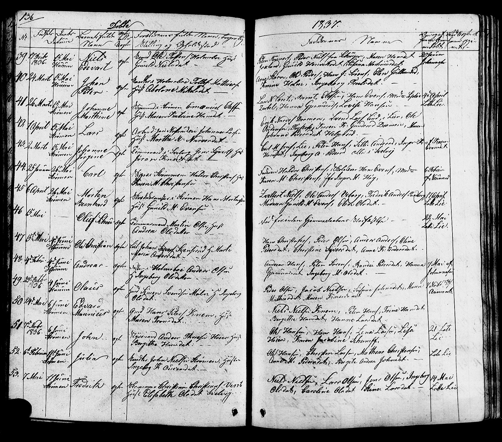 Hurum kirkebøker, AV/SAKO-A-229/G/Ga/L0002: Parish register (copy) no. I 2, 1827-1857, p. 136