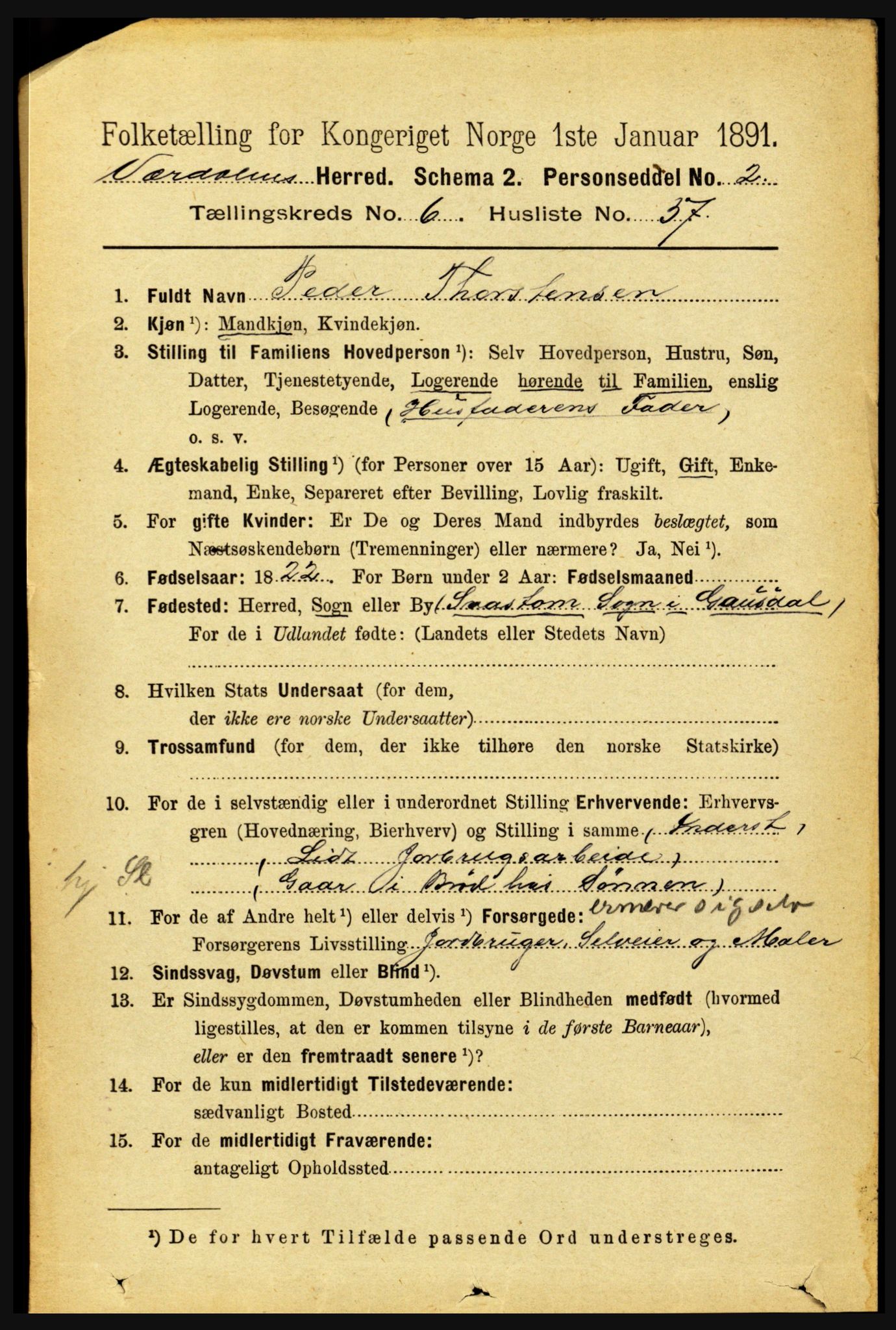 RA, 1891 census for 1721 Verdal, 1891, p. 3910