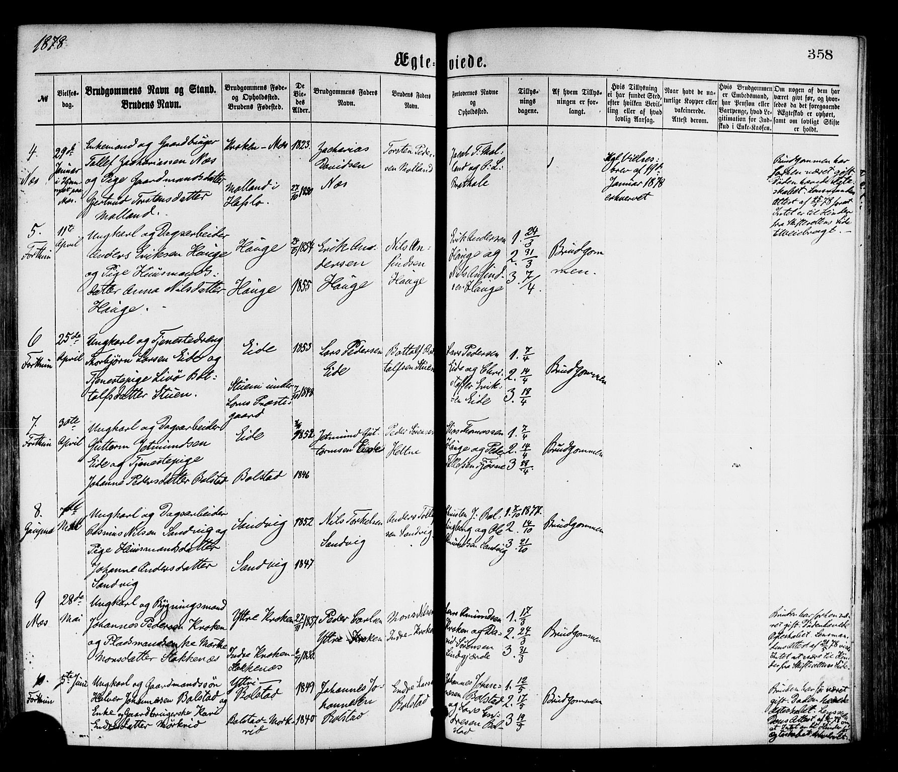 Luster sokneprestembete, AV/SAB-A-81101/H/Haa/Haaa/L0010: Parish register (official) no. A 10, 1871-1886, p. 358