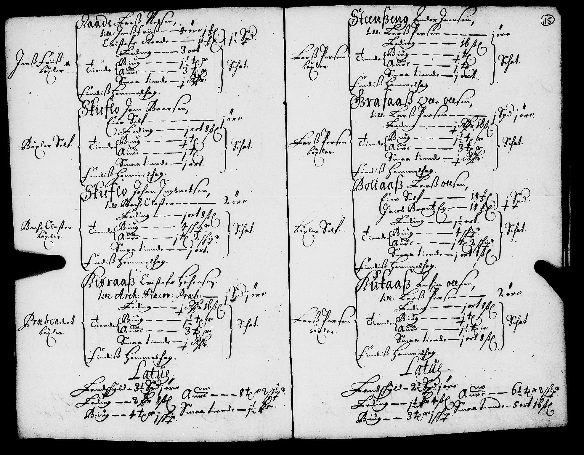 Rentekammeret inntil 1814, Realistisk ordnet avdeling, AV/RA-EA-4070/N/Nb/Nba/L0055: Inderøy len, 1668, p. 114b-115a