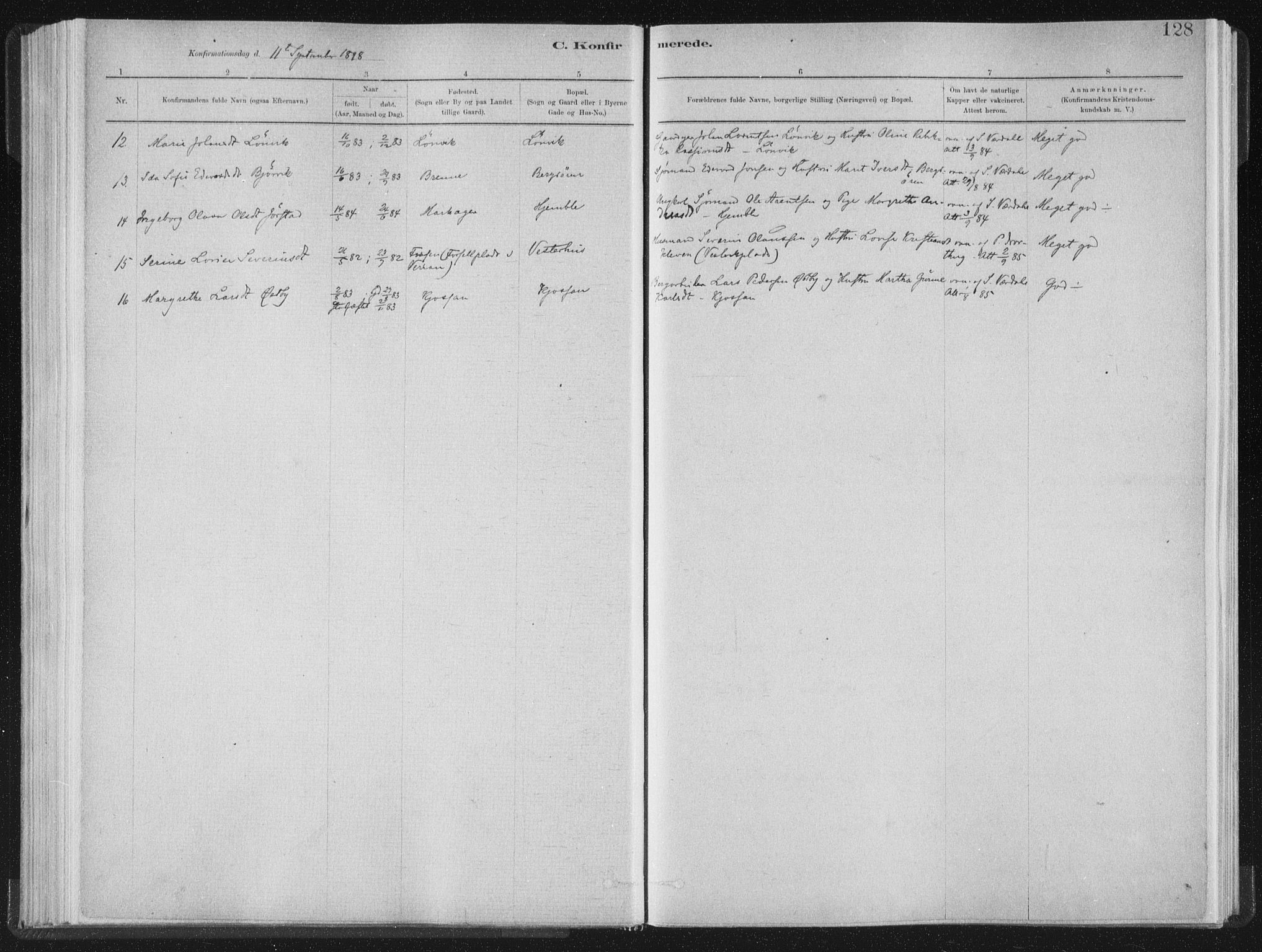Ministerialprotokoller, klokkerbøker og fødselsregistre - Nord-Trøndelag, SAT/A-1458/722/L0220: Parish register (official) no. 722A07, 1881-1908, p. 128
