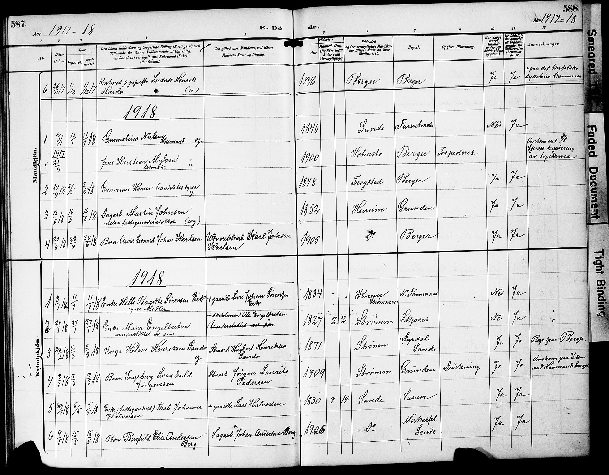 Strømm kirkebøker, AV/SAKO-A-322/G/Ga/L0004: Parish register (copy) no. I 4, 1897-1927, p. 587-588