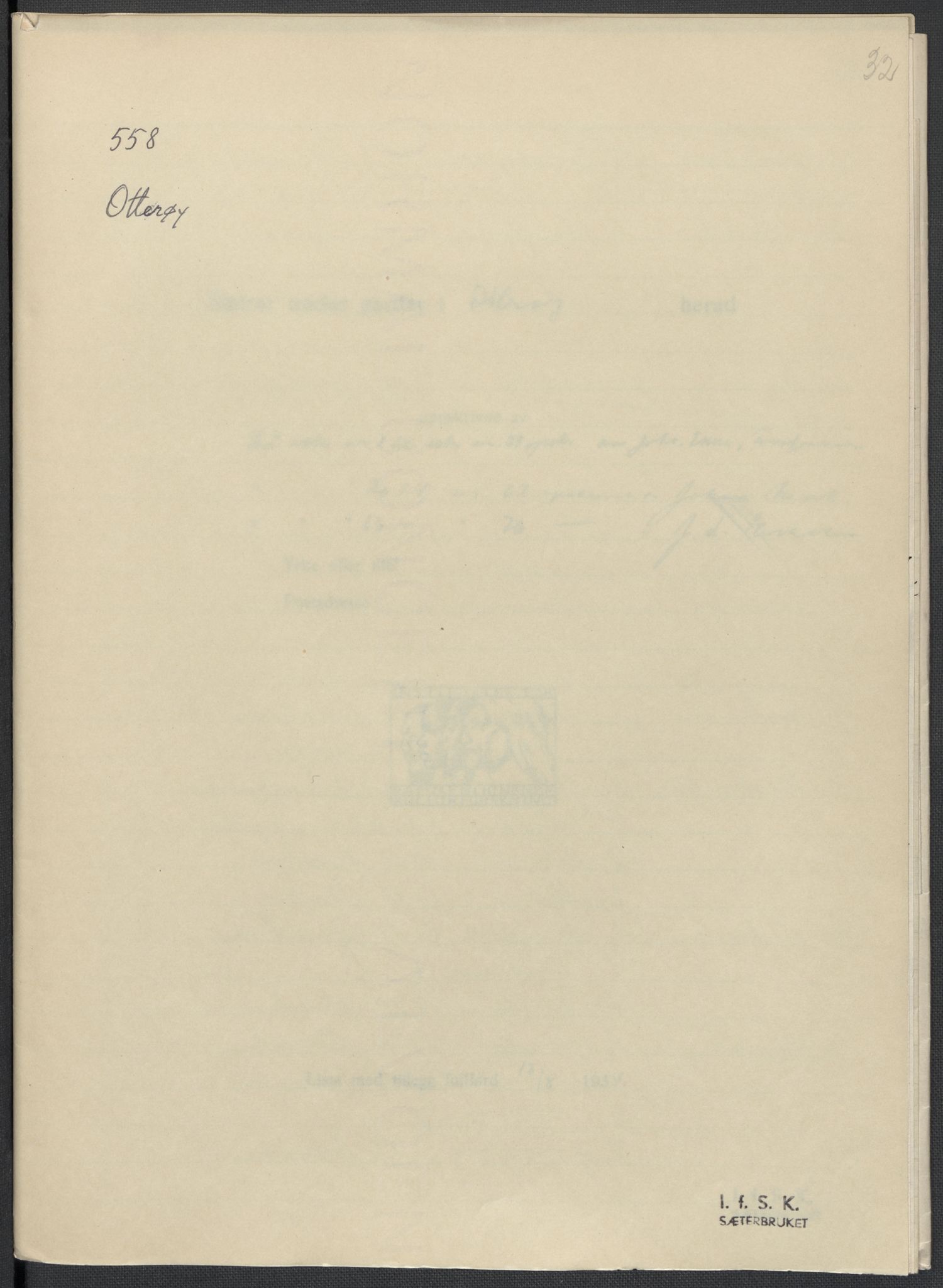 Instituttet for sammenlignende kulturforskning, RA/PA-0424/F/Fc/L0015/0003: Eske B15: / Nord-Trøndelag (perm XLIV-XLV), 1933-1939, p. 1032