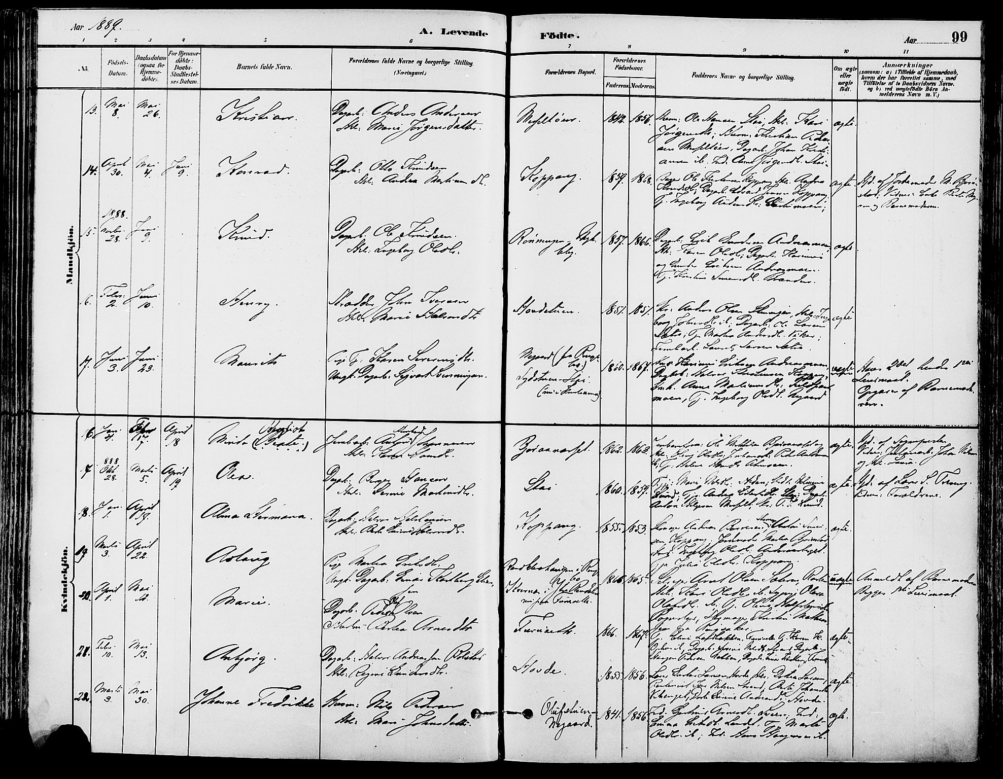 Stor-Elvdal prestekontor, AV/SAH-PREST-052/H/Ha/Haa/L0002: Parish register (official) no. 2, 1882-1907, p. 99