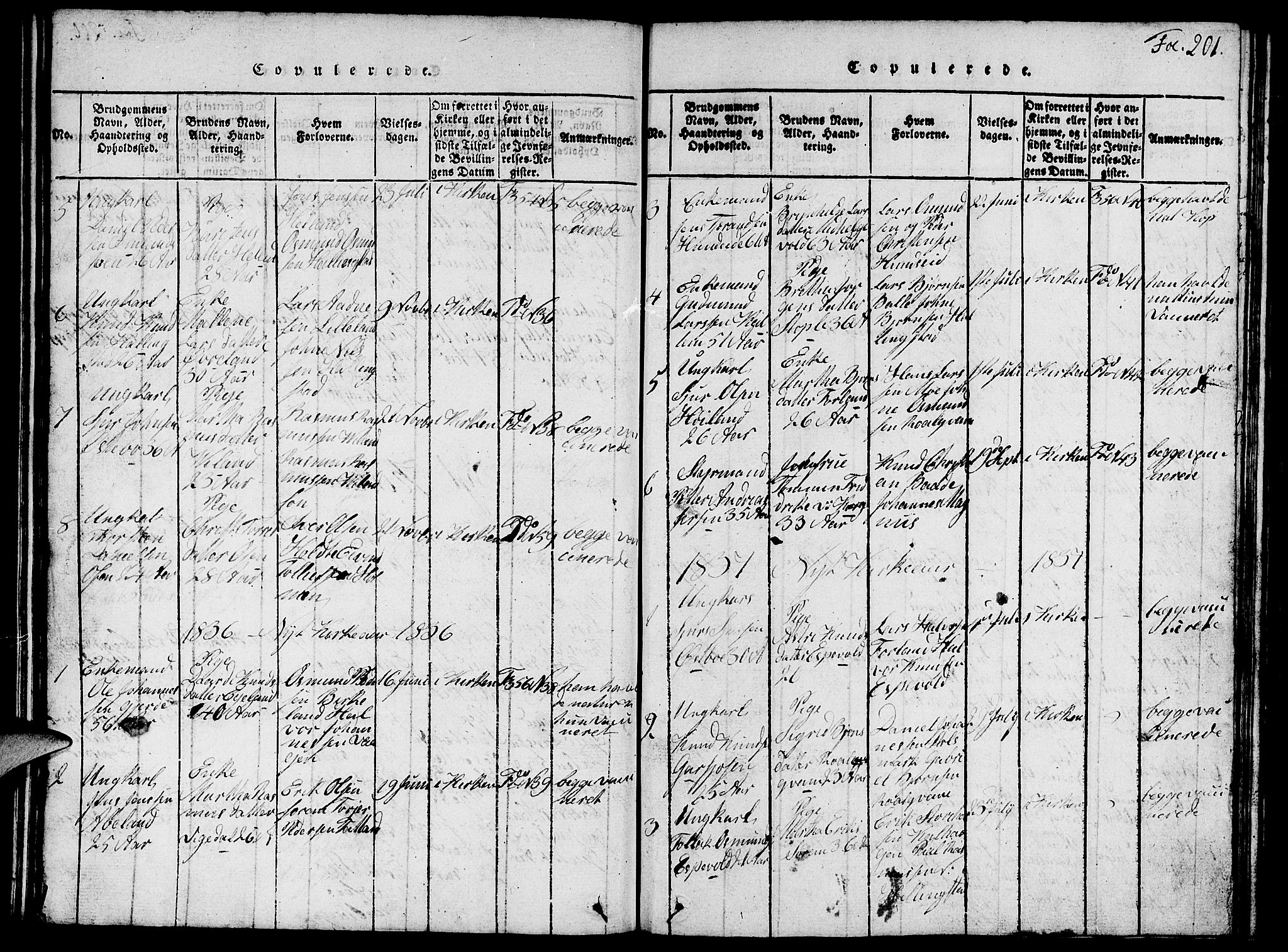 Vikedal sokneprestkontor, SAST/A-101840/01/V: Parish register (copy) no. B 1, 1816-1853, p. 201