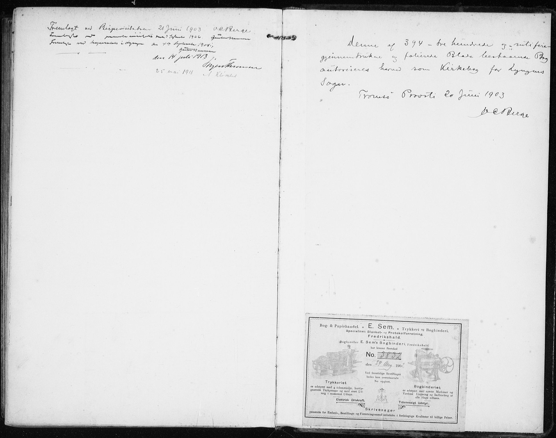 Lyngen sokneprestembete, SATØ/S-1289/H/He/Hea/L0011kirke: Parish register (official) no. 11, 1903-1913