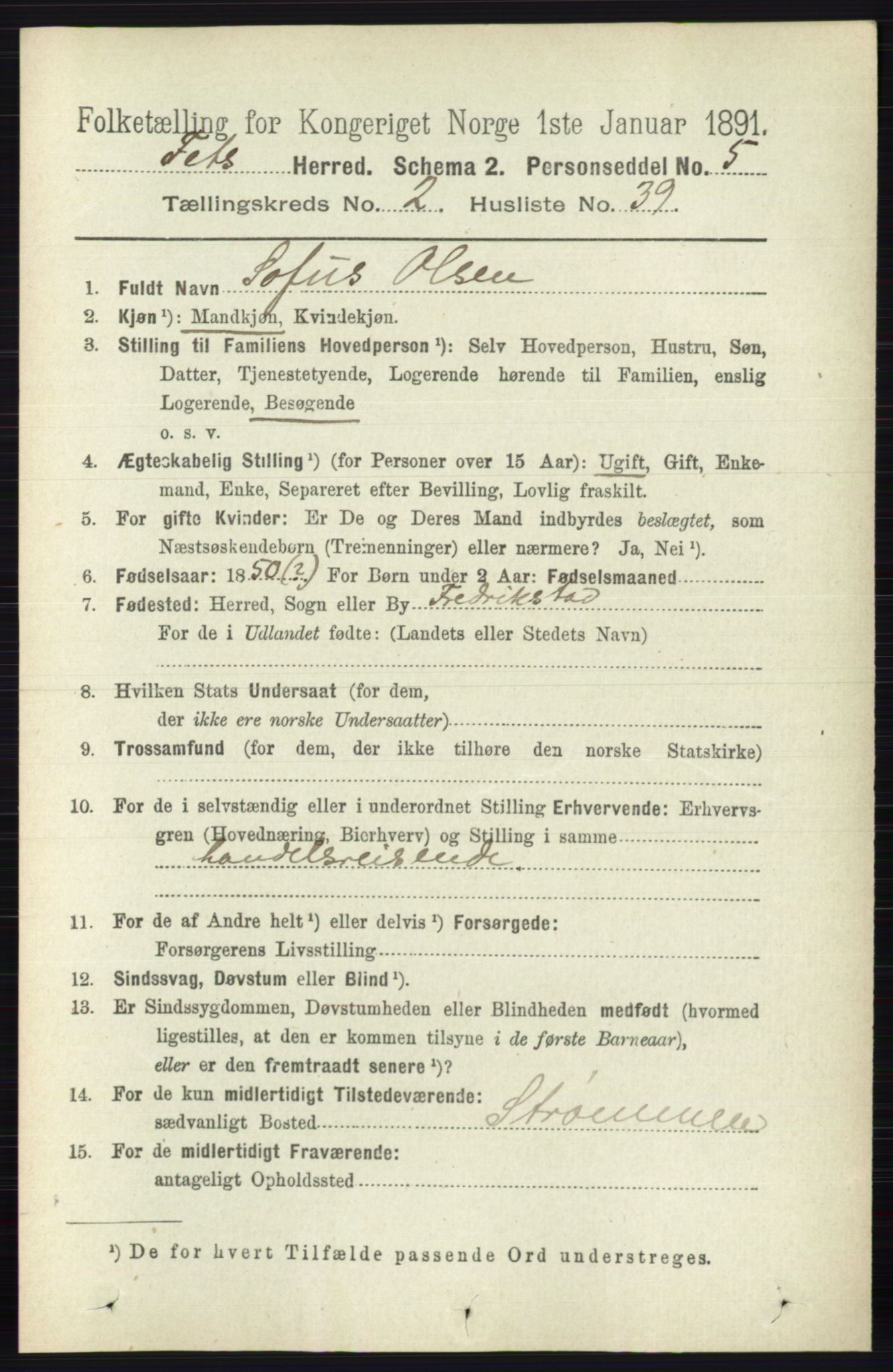 RA, 1891 census for 0227 Fet, 1891, p. 770