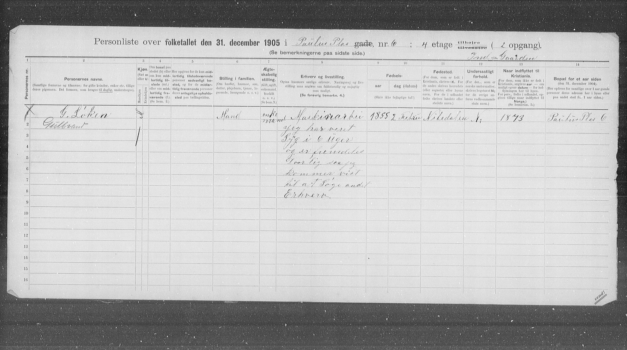 OBA, Municipal Census 1905 for Kristiania, 1905, p. 41422