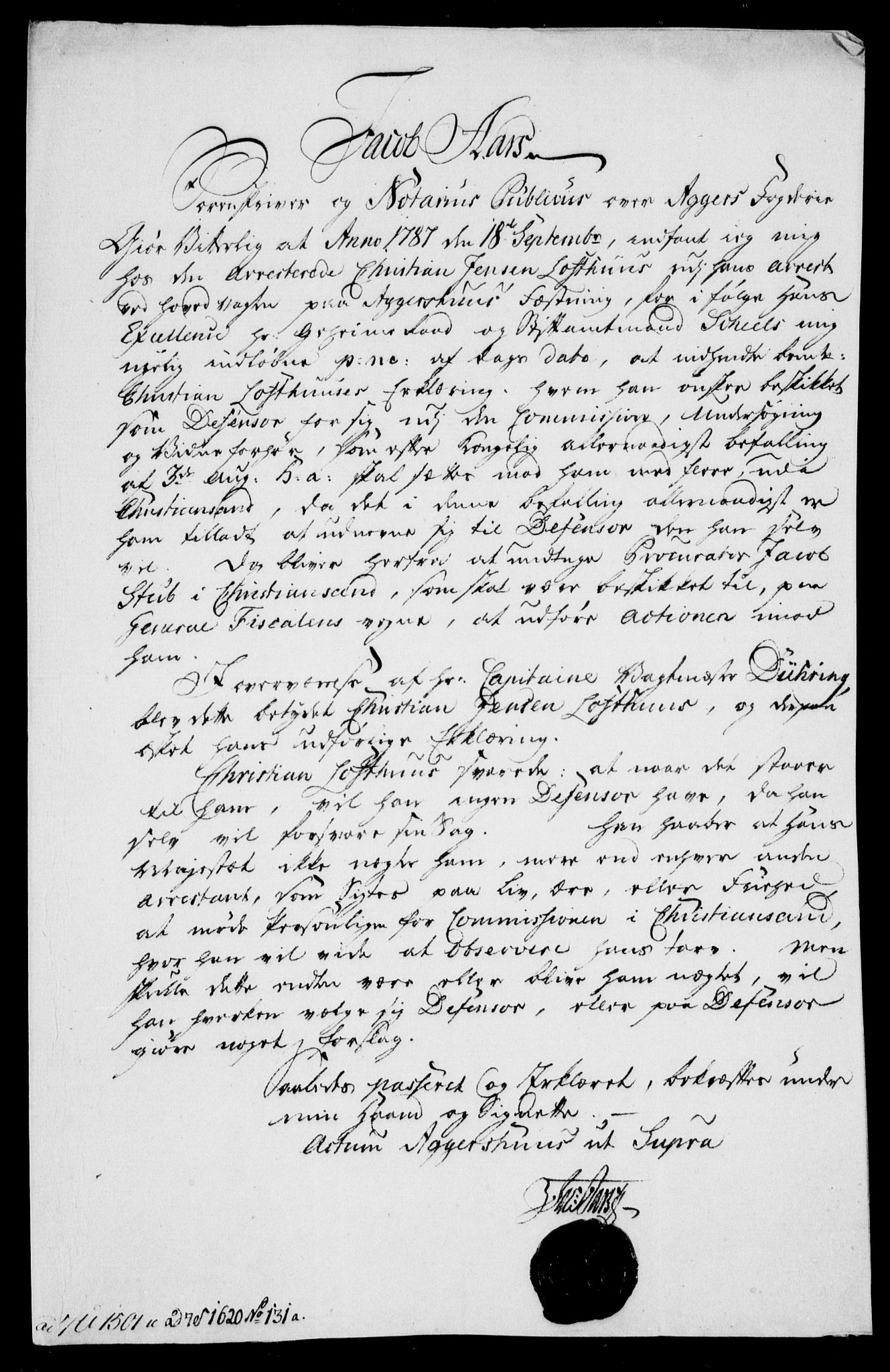 Danske Kanselli, Skapsaker, AV/RA-EA-4061/F/L0097: Skap 16, pakke 7 III, 1787, p. 198