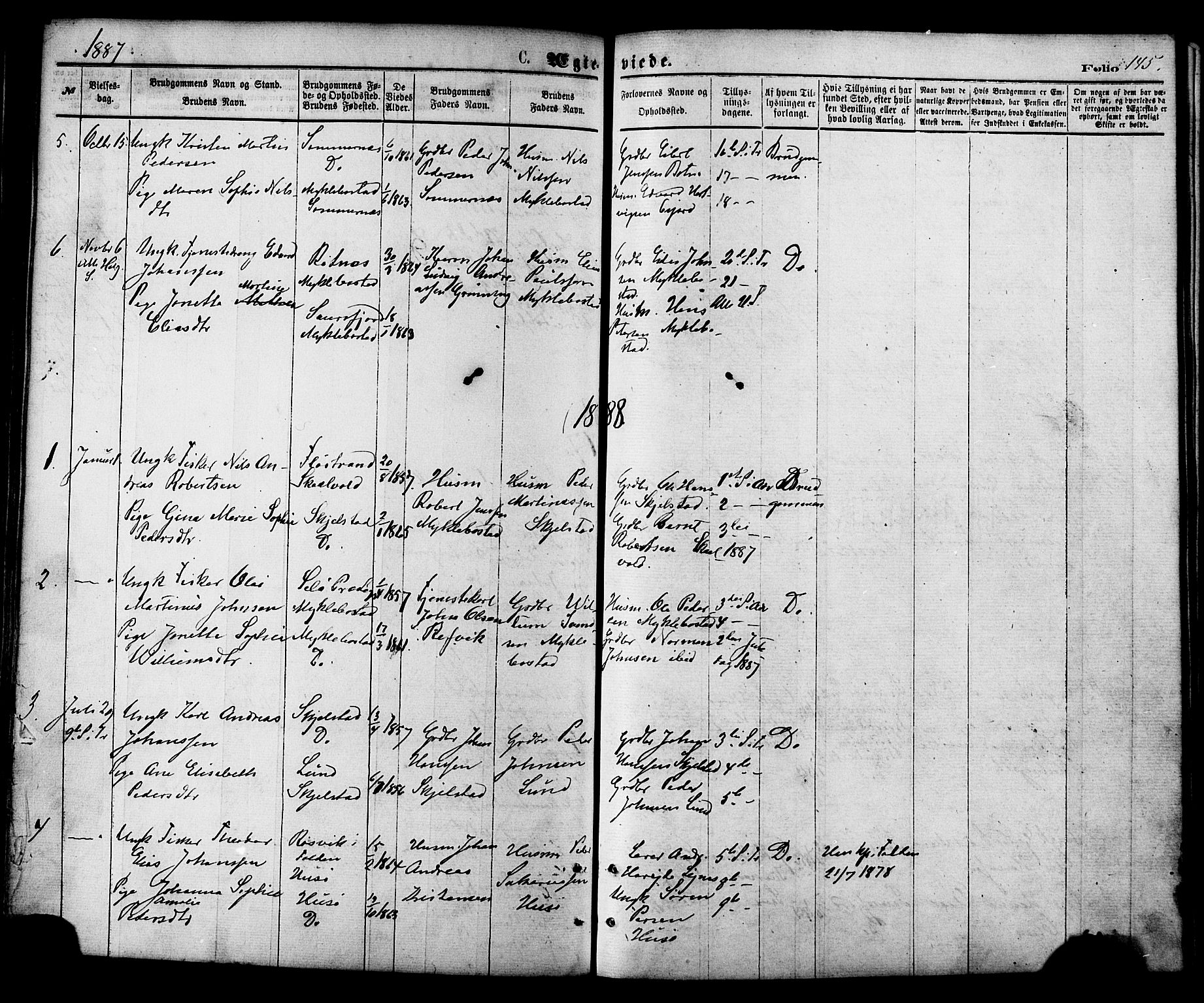 Ministerialprotokoller, klokkerbøker og fødselsregistre - Nordland, AV/SAT-A-1459/857/L0821: Parish register (official) no. 857A01, 1875-1889, p. 145