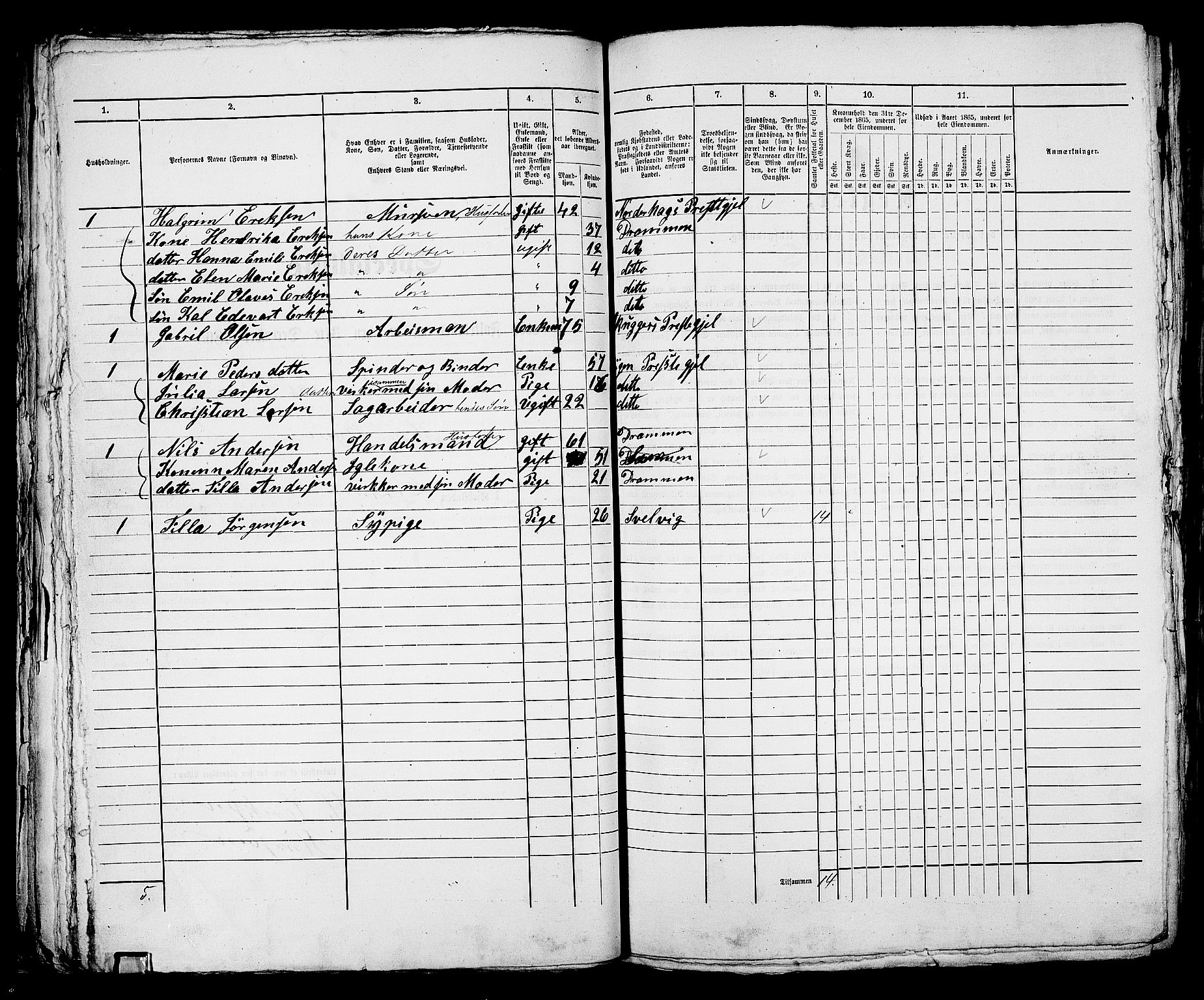 RA, 1865 census for Bragernes in Drammen, 1865, p. 718