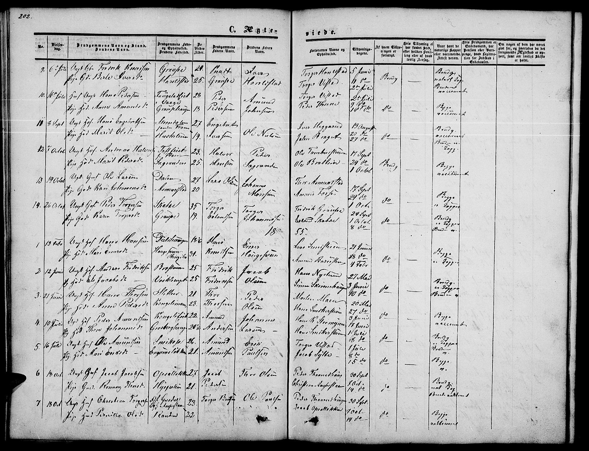 Nord-Fron prestekontor, SAH/PREST-080/H/Ha/Hab/L0002: Parish register (copy) no. 2, 1851-1883, p. 202